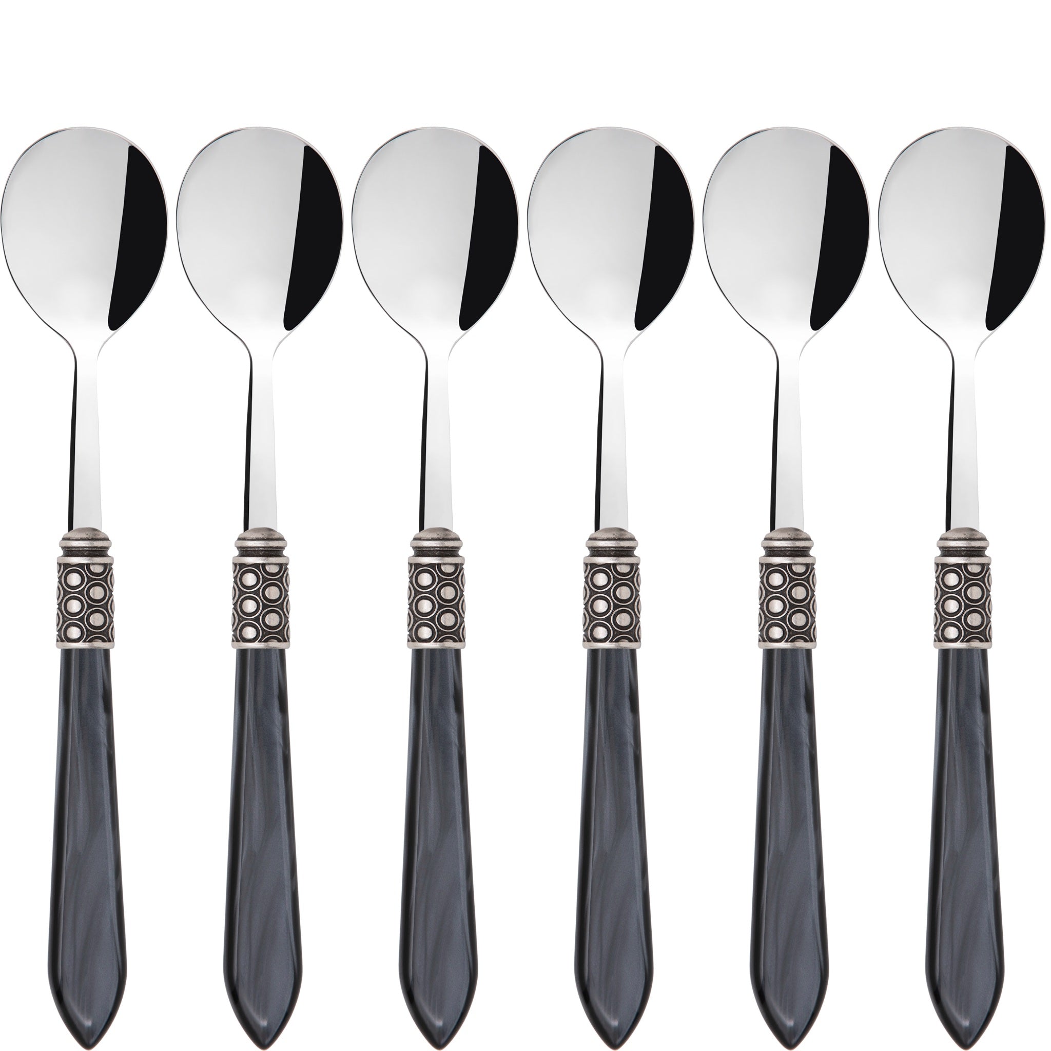 Optical Antique Asian Rice Spoons Set - Charcoal