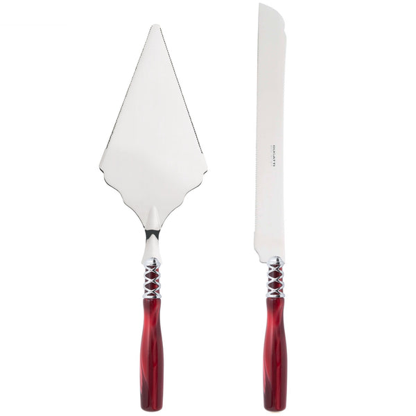 Arianna Brilliant 2 Piece Large Cake Serving Set serrated - Burgundy
