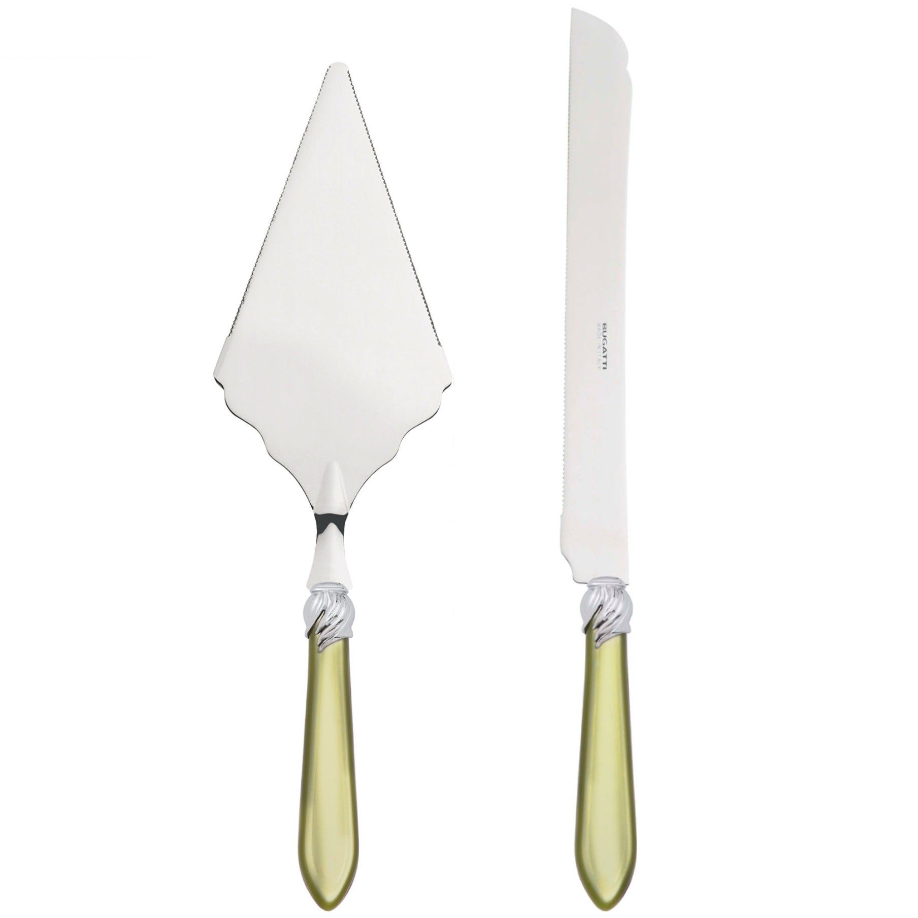 Falabella Brilliant 2 Piece Large Cake Serving Set serrated - Chartreuse Green