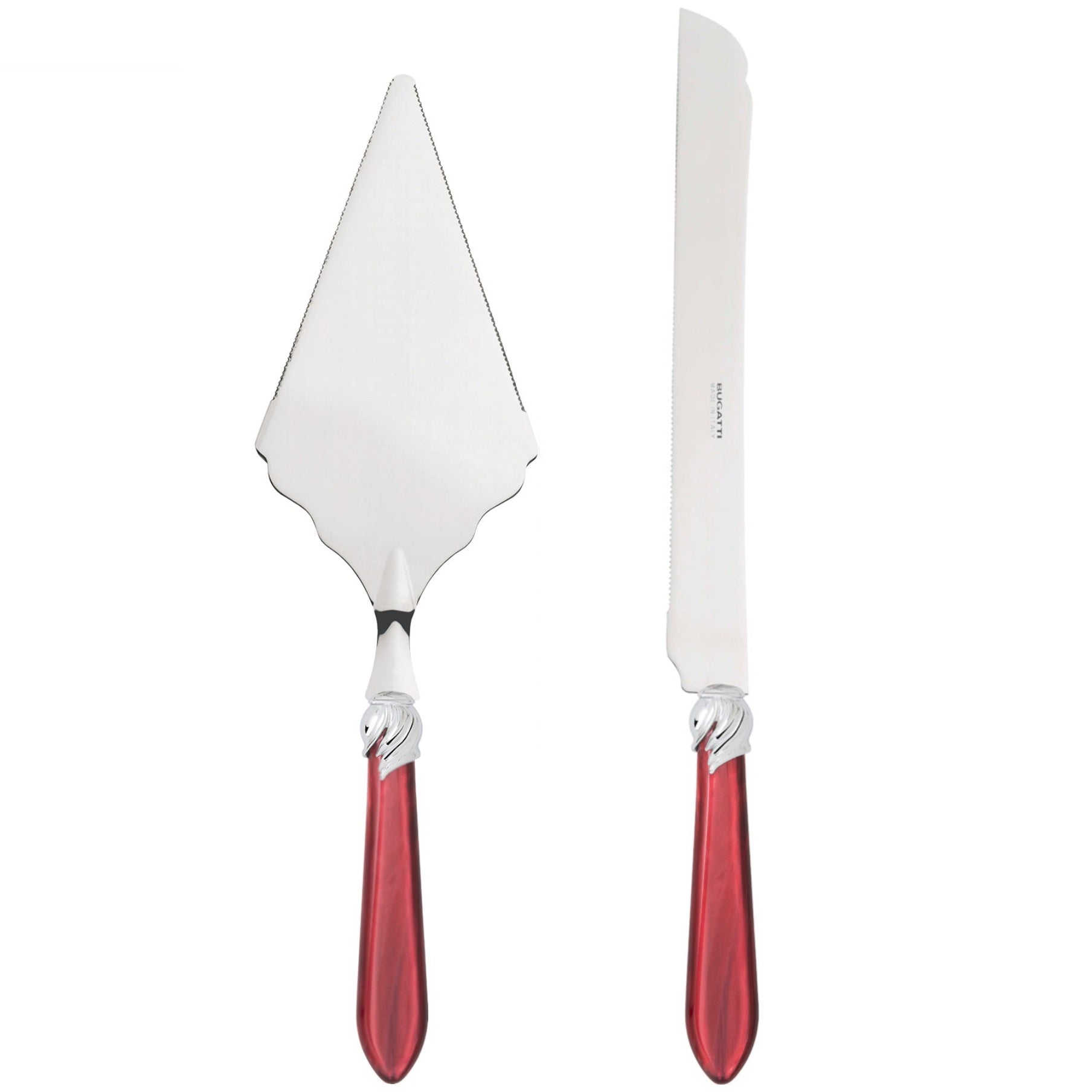 Falabella Brilliant 2 Piece Large Cake Serving Set serrated - Burgundy