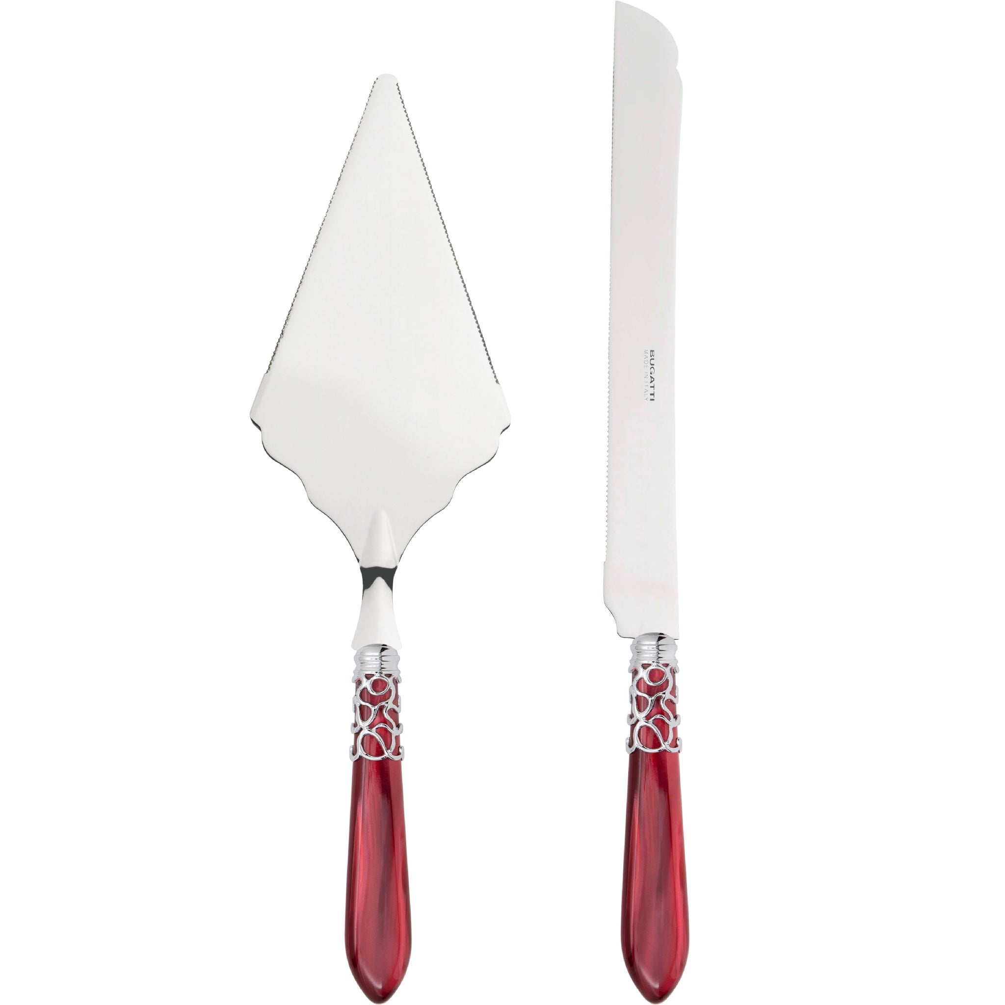 Melodia Brilliant 2 Piece Large Cake Serving Set serrated - Burgundy