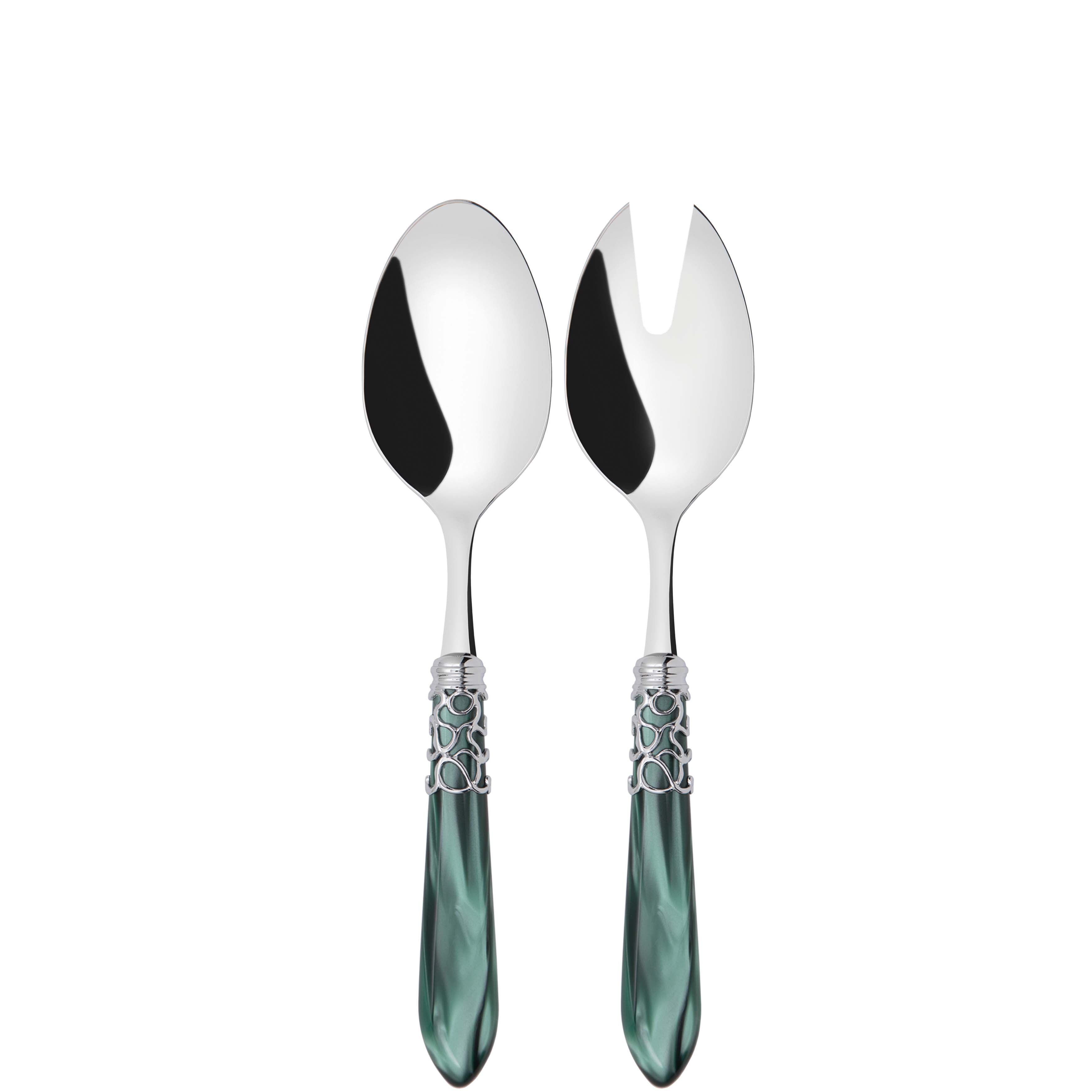 Melodia Brilliant 2 Piece Salad Servers - Emerald Green