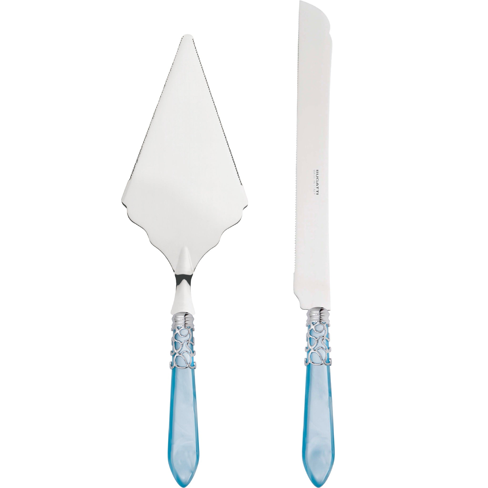 Melodia Brilliant 2 Piece Large Cake Serving Set serrated - Sky Blue