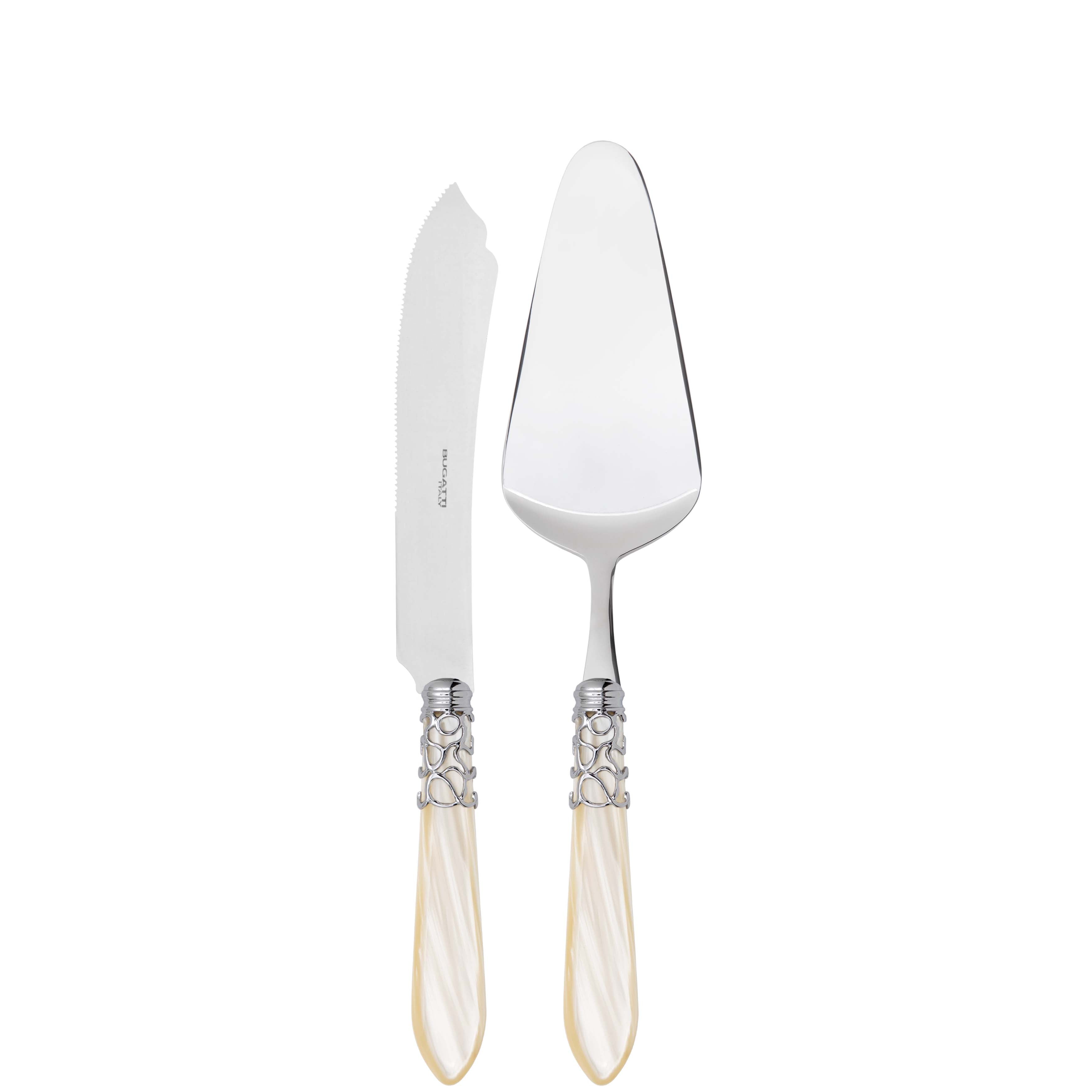 Melodia Brilliant 2 Piece Cake Serving set - Ivory-Casa Bugatti USA