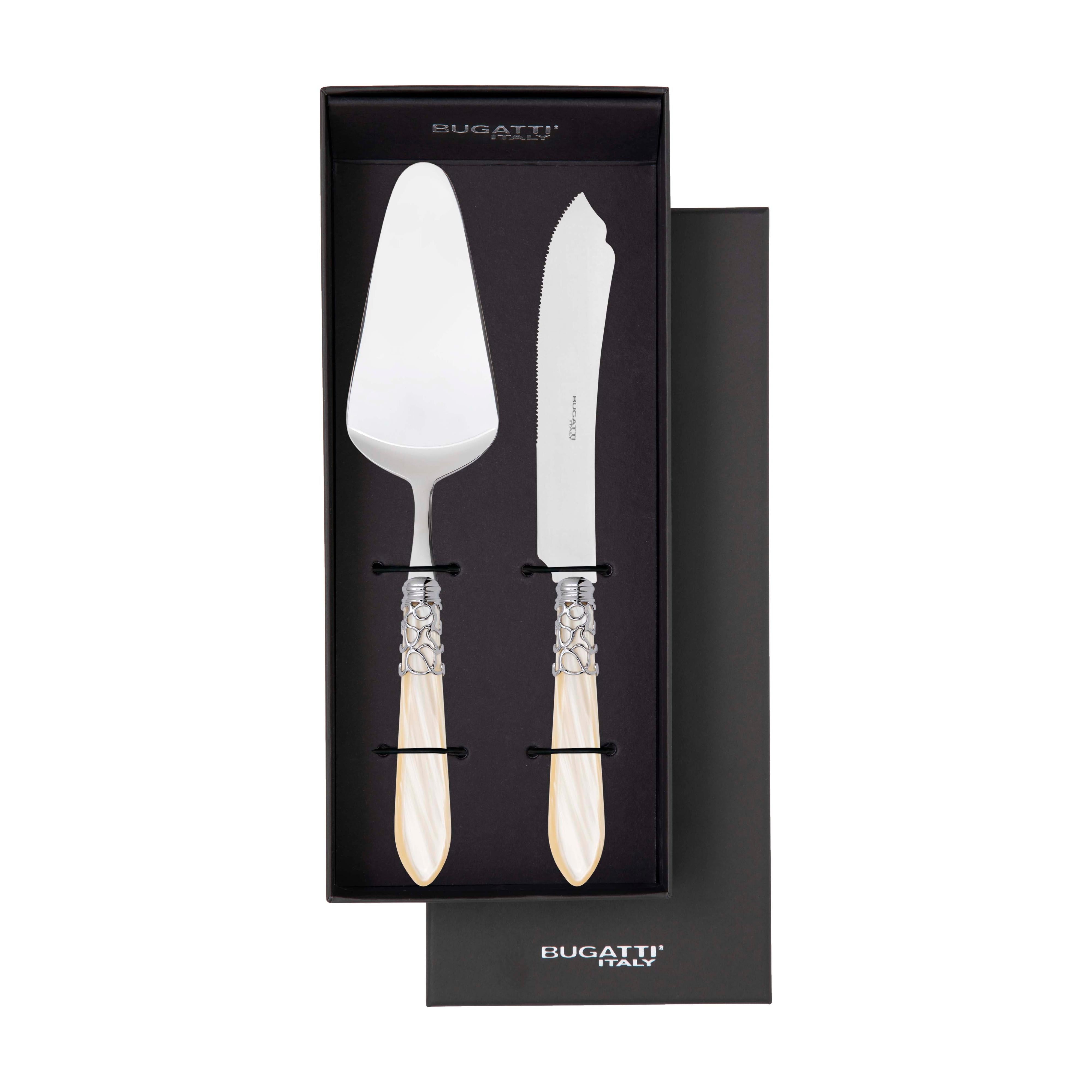 Melodia Brilliant 2 Piece Cake Serving set - Ivory-Casa Bugatti USA
