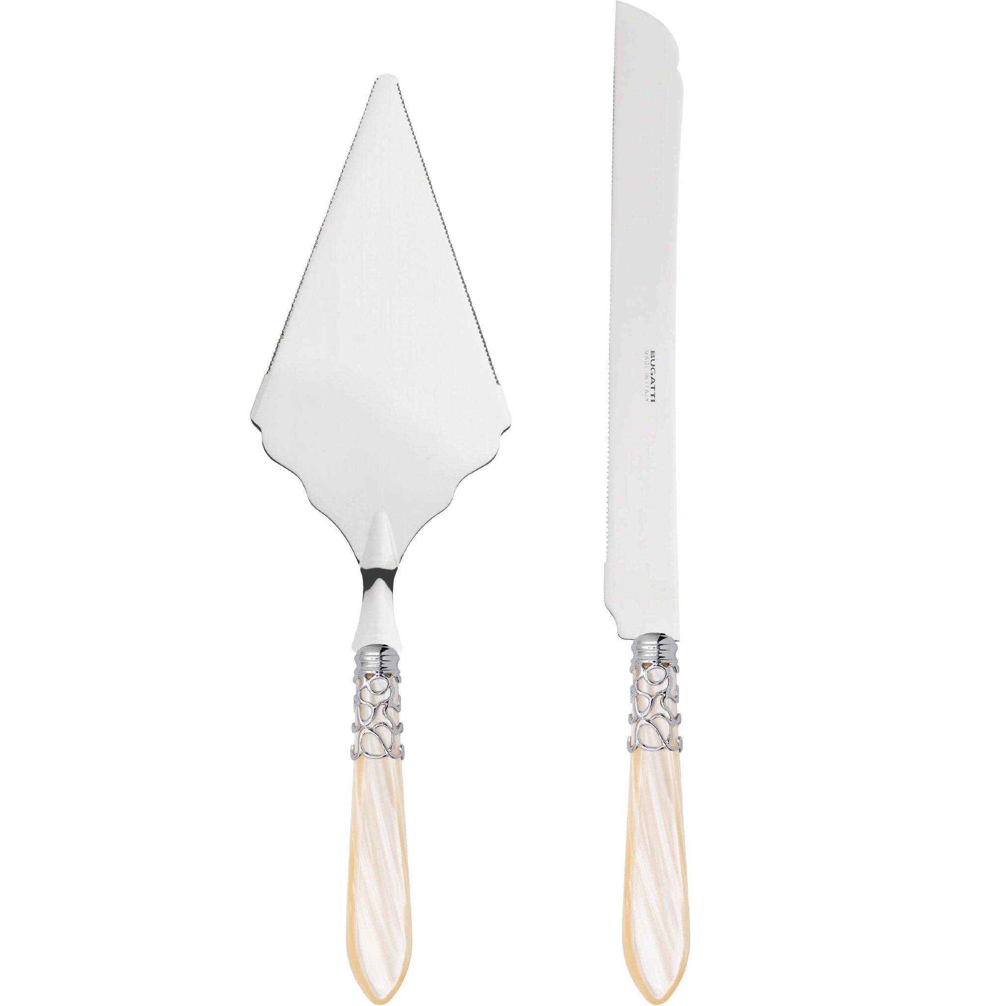 Melodia Brilliant 2 Piece Large Cake Serving Set serrated - Ivory