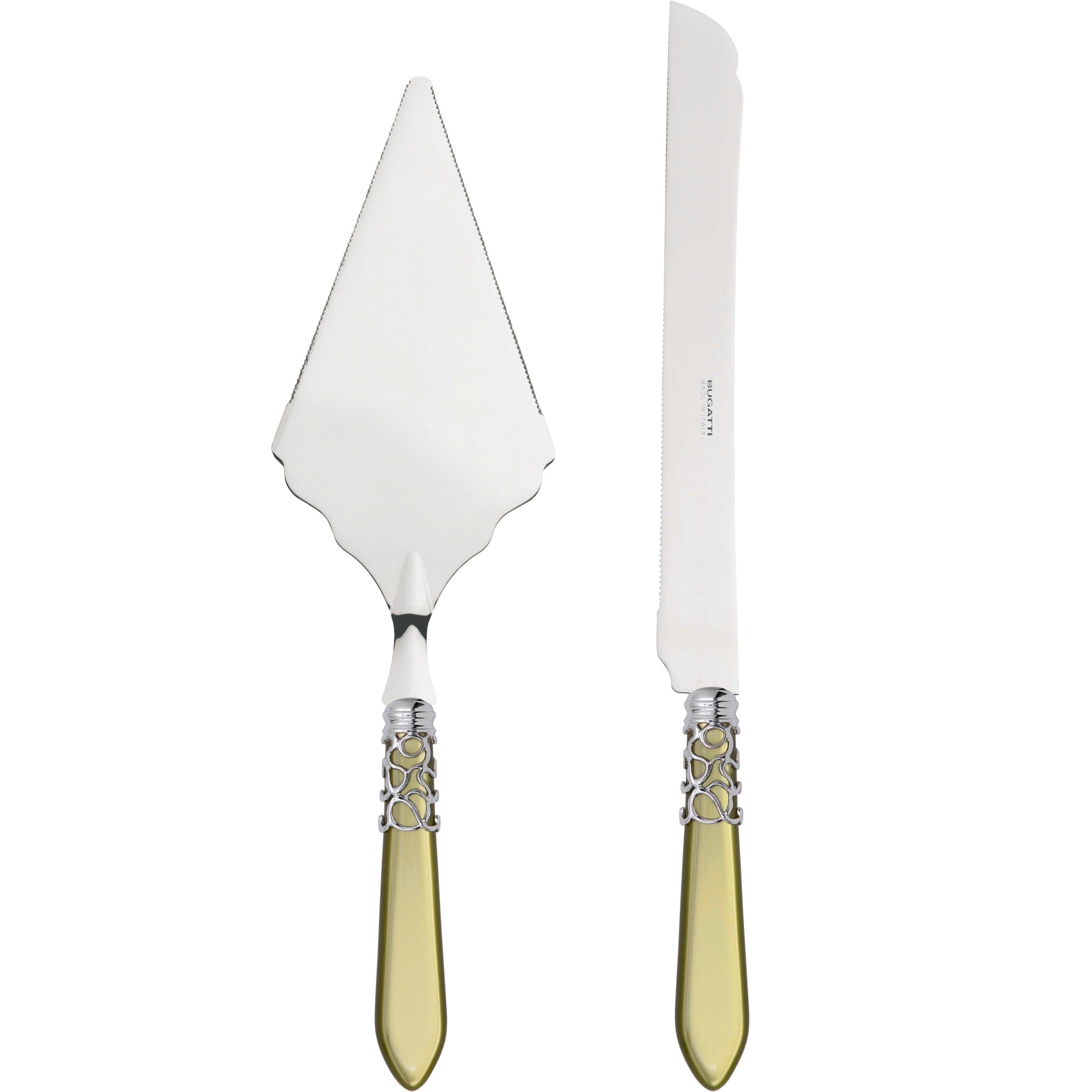 Melodia Brilliant 2 Piece Large Cake Serving Set serrated - Chartreuse Green