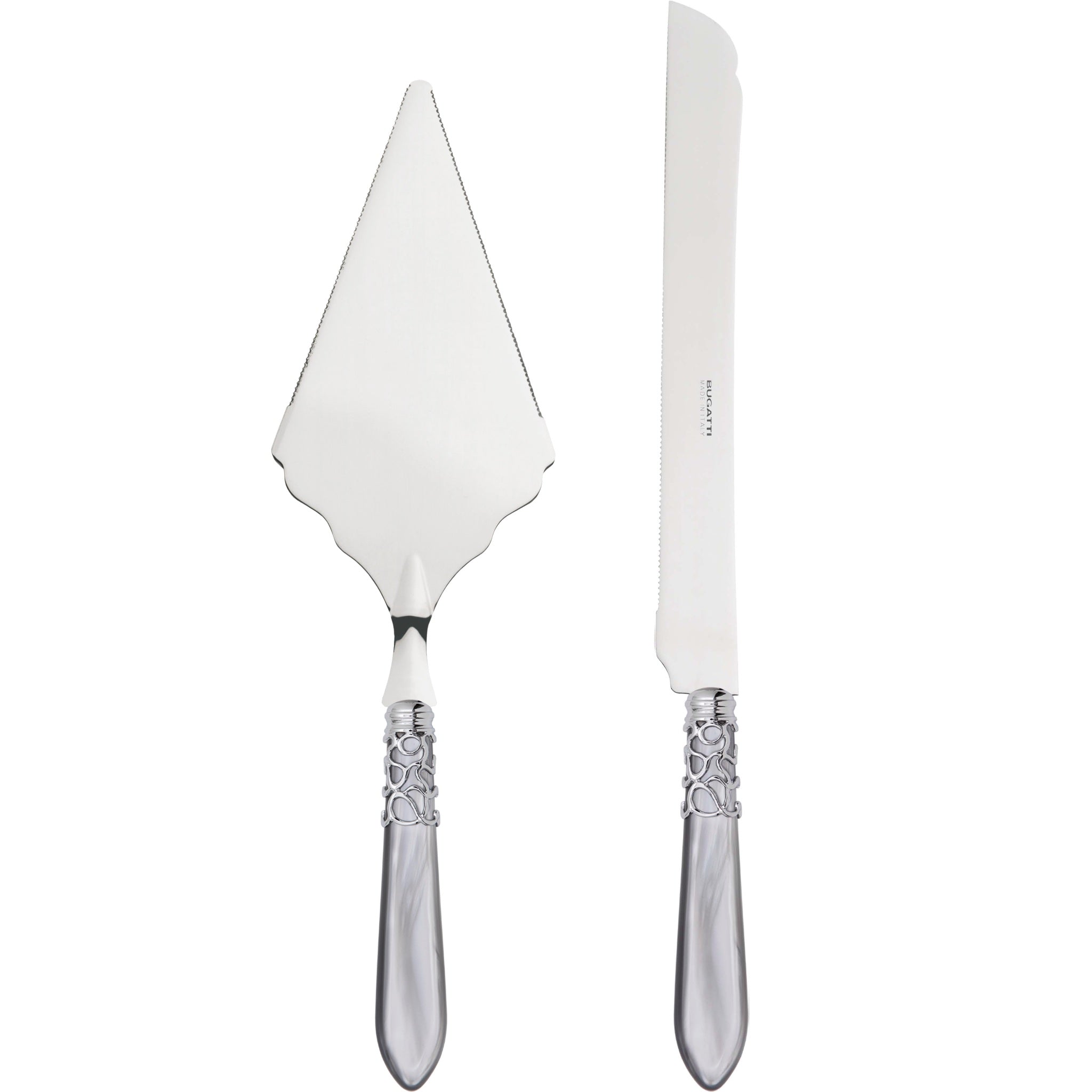 Melodia Brilliant 2 Piece Large Cake Serving Set serrated - Gray