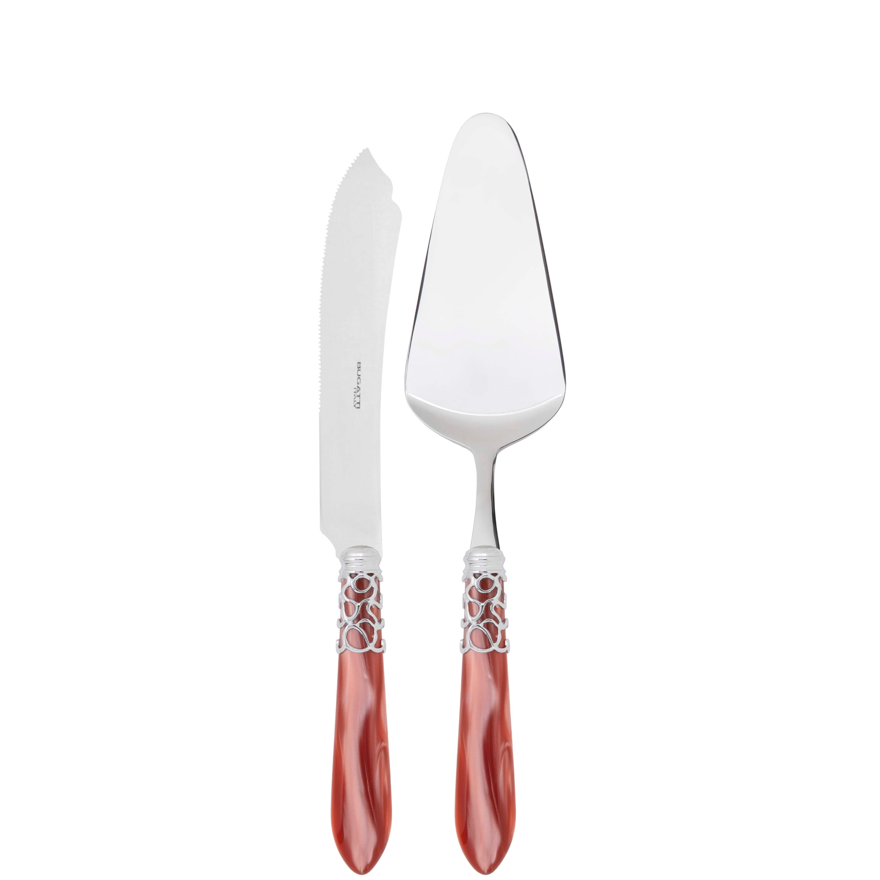 Melodia Brilliant 2 Piece Cake Serving set - rust-Casa Bugatti USA
