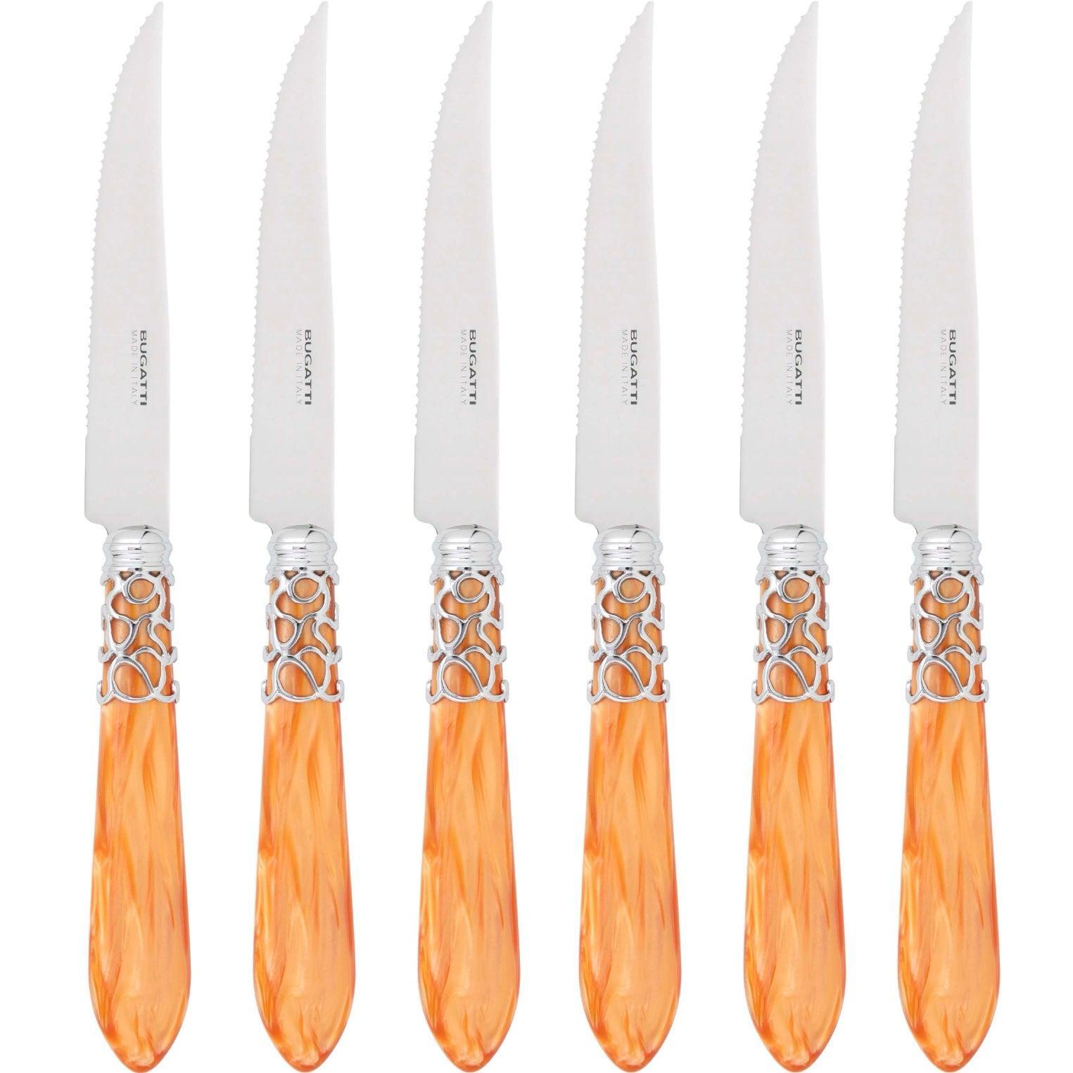 Melodia Brilliant 6 Piece Steak knife Set - Tangerine