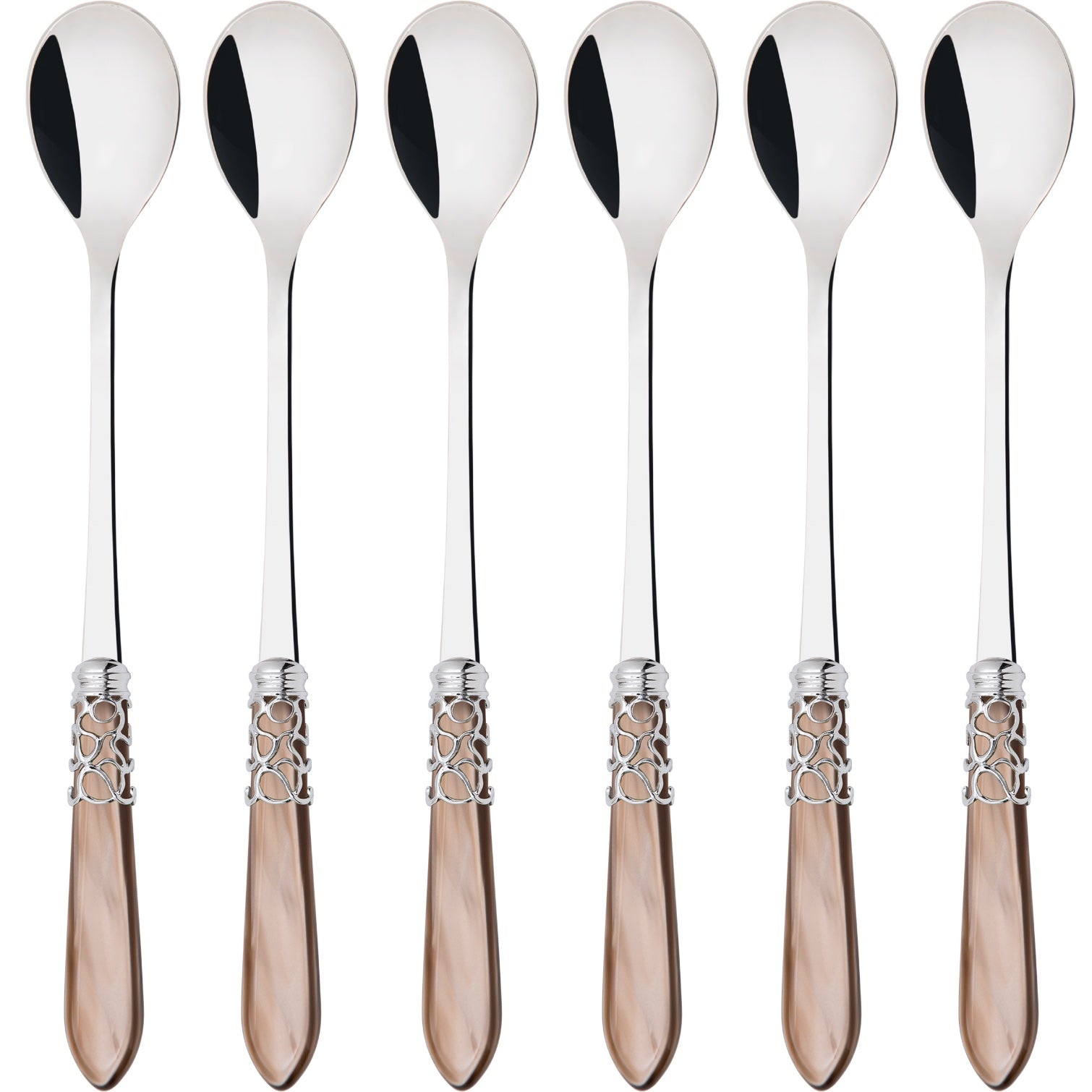 Melodia Brilliant Ice Tea / Cocktail Spoon Set - taupe-Casa Bugatti USA