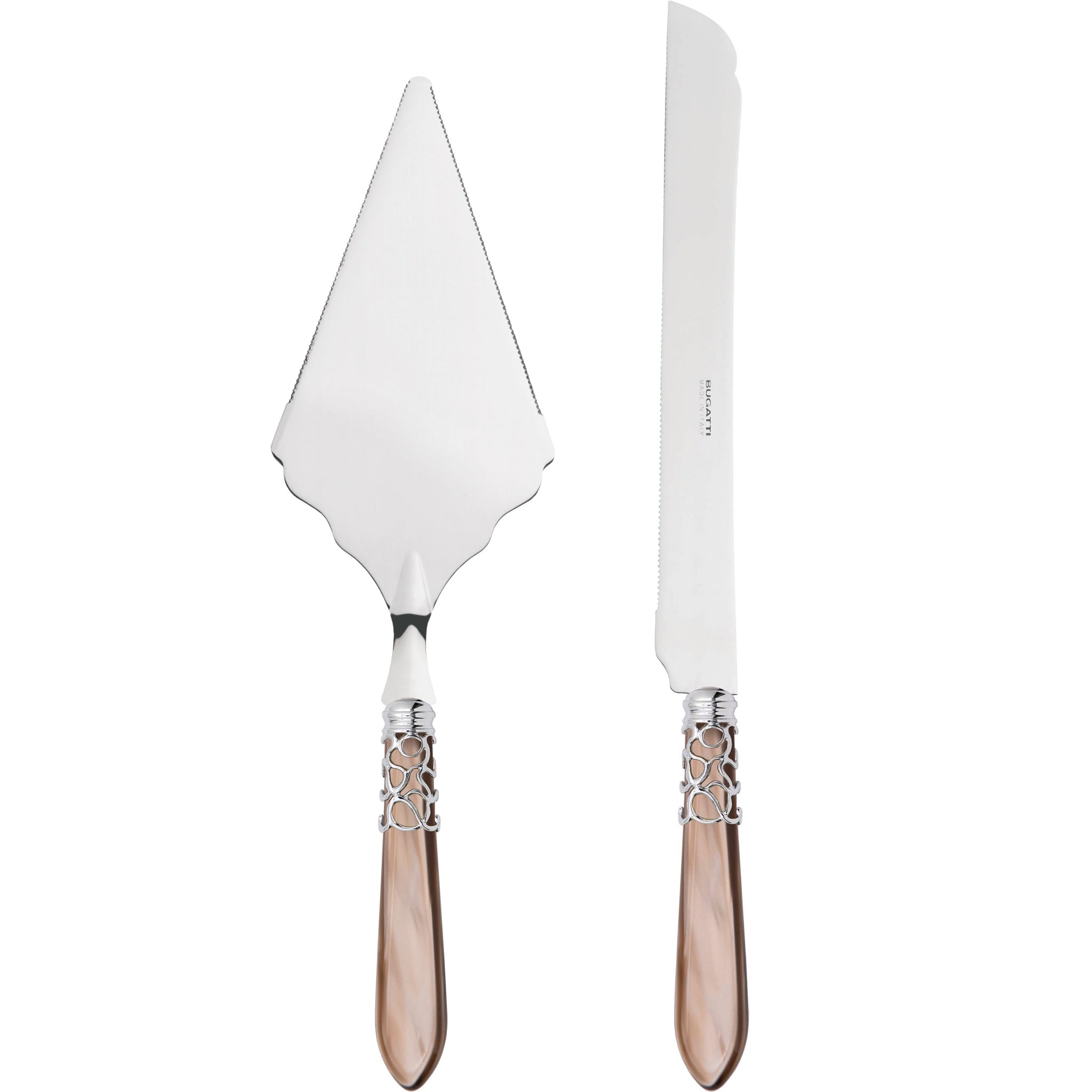 Melodia Brilliant 2 Piece Large Cake Serving Set serrated - Taupe