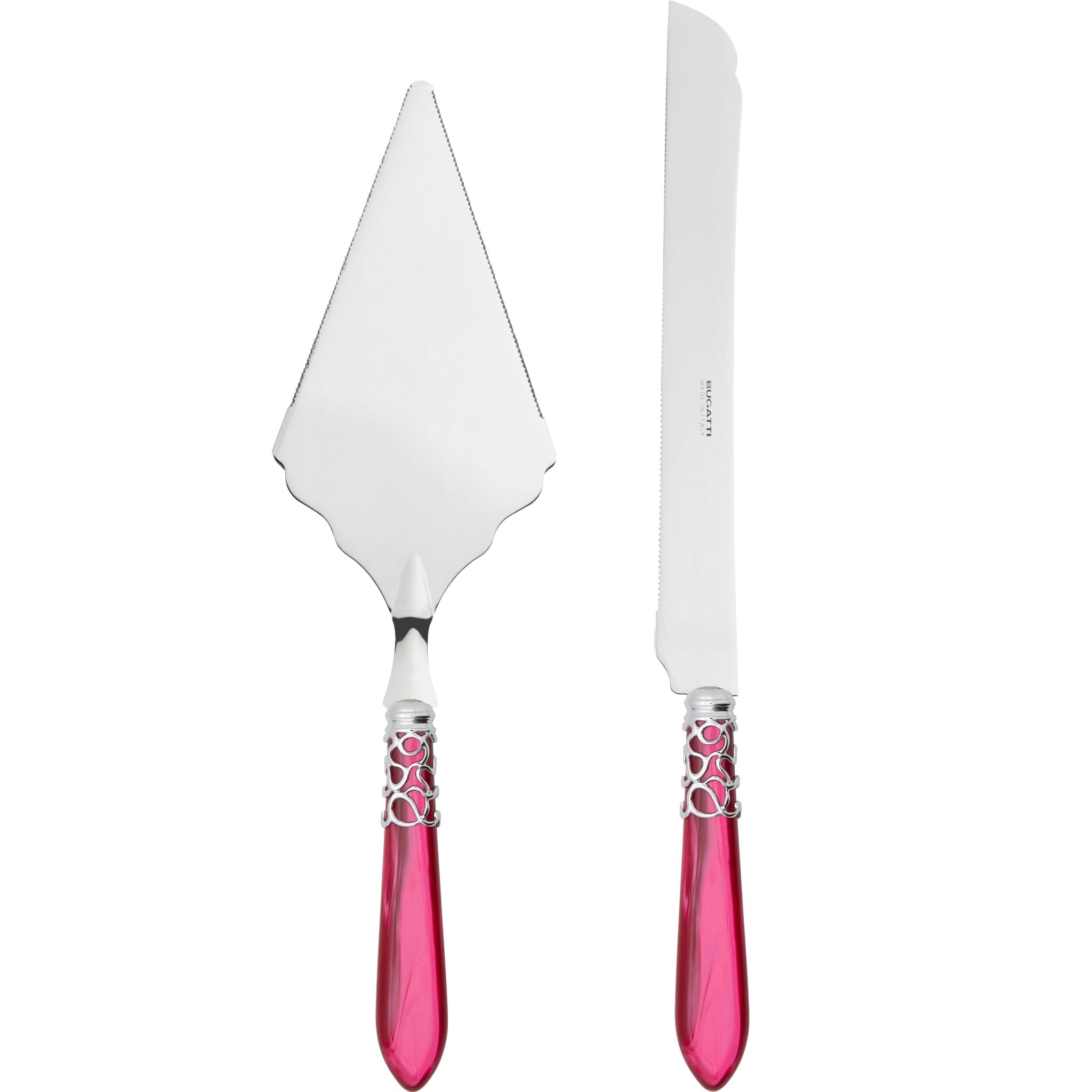 Melodia Brilliant 2 Piece Large Cake Serving Set serrated - Raspberry-Casa Bugatti USA