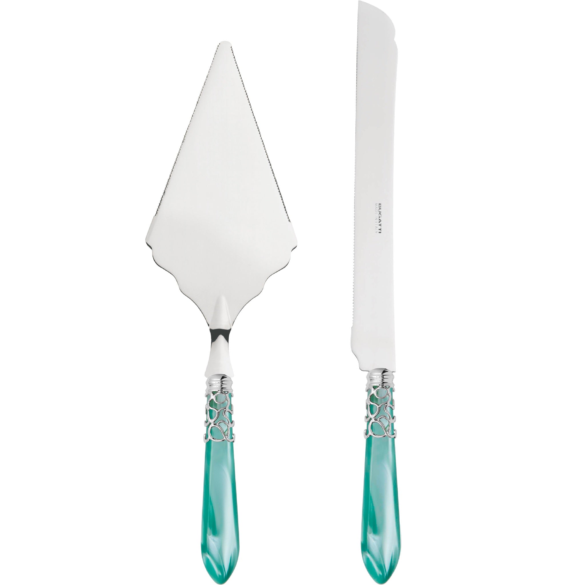 Melodia Brilliant 2 Piece Large Cake Serving Set serrated - Aqua