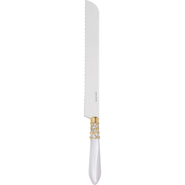 Melodia Gold Bread Knife - White
