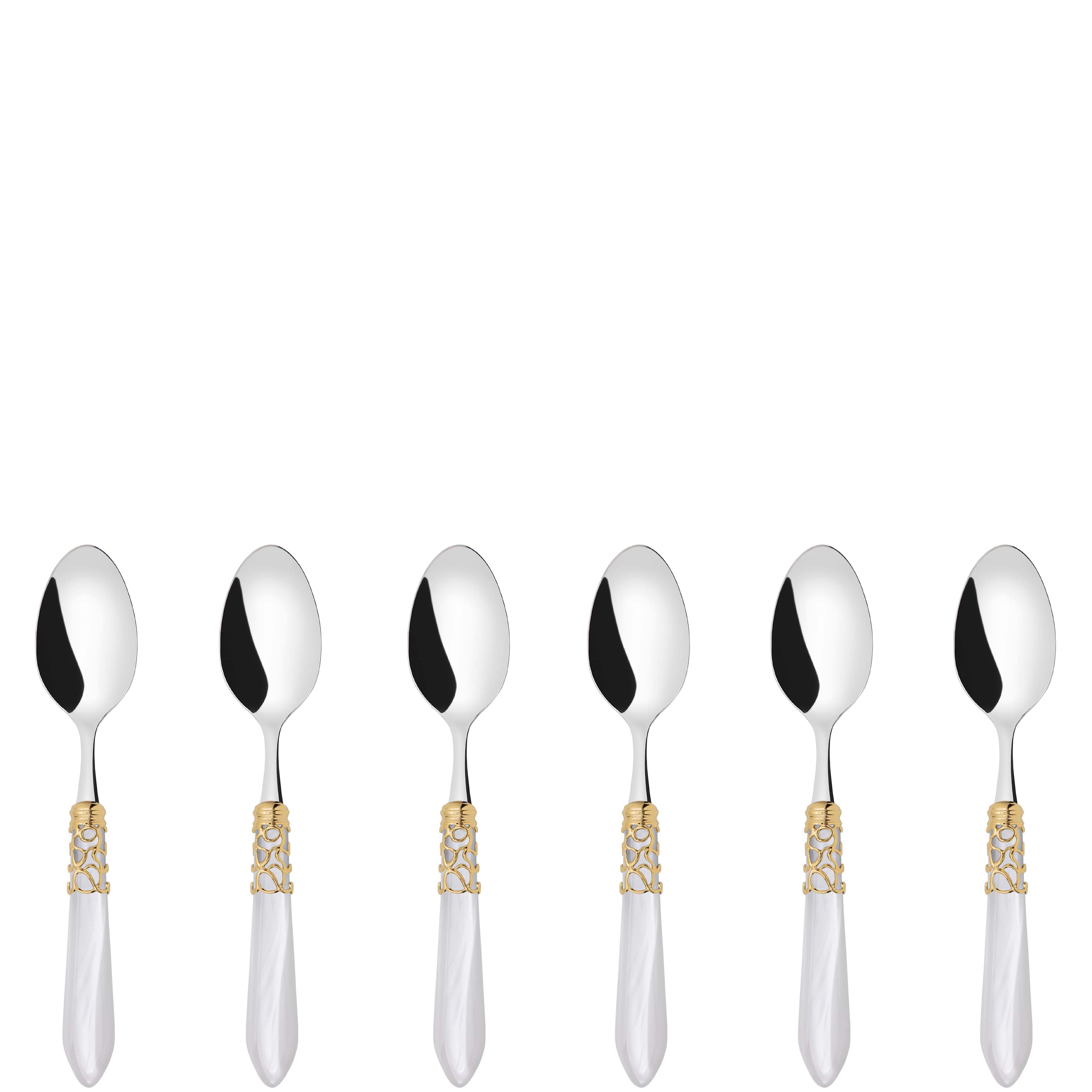 Melodia Gold 6 Piece Coffee Spoon Set in gift box - white