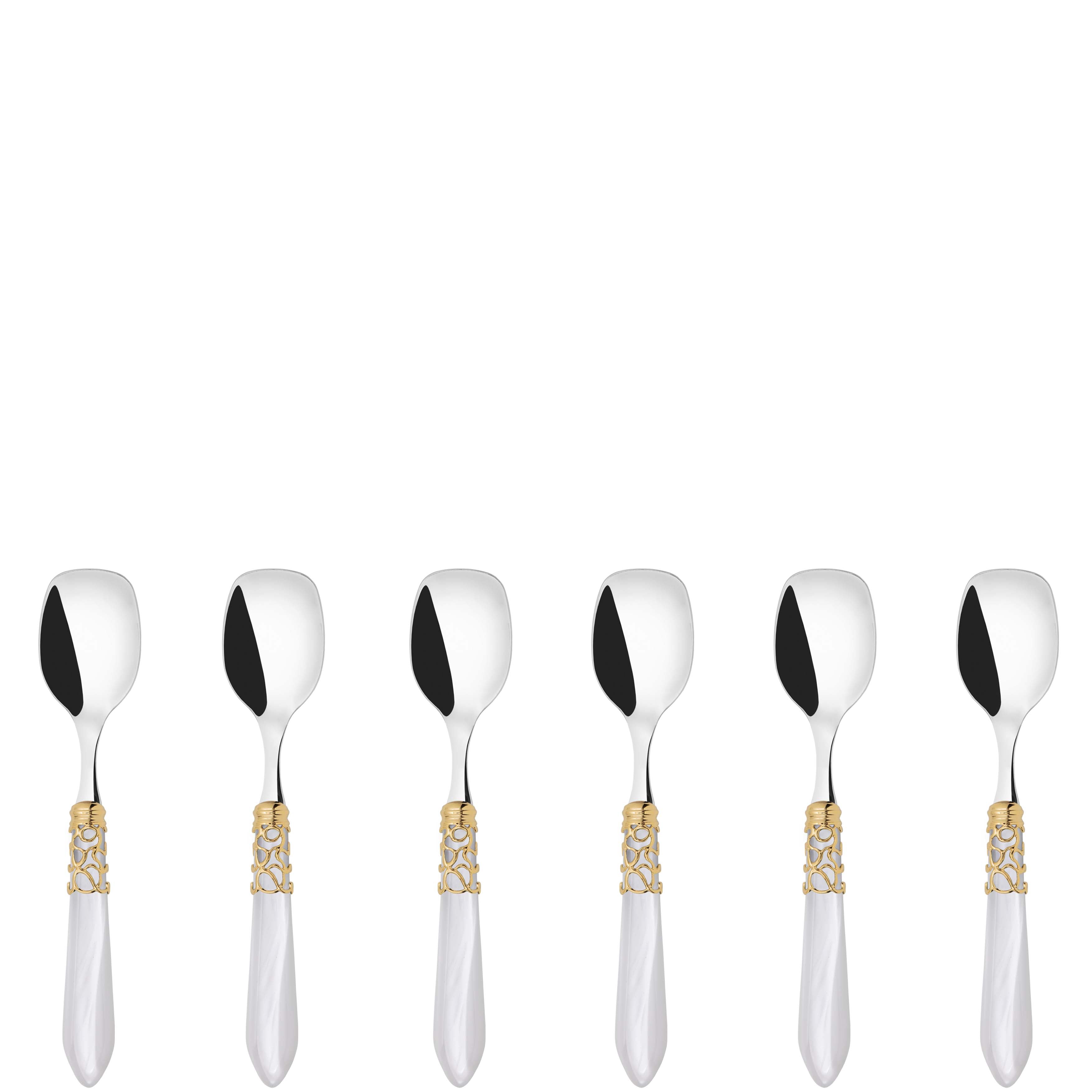 Melodia Gold Ice Cream Spoons Set in gift box - white
