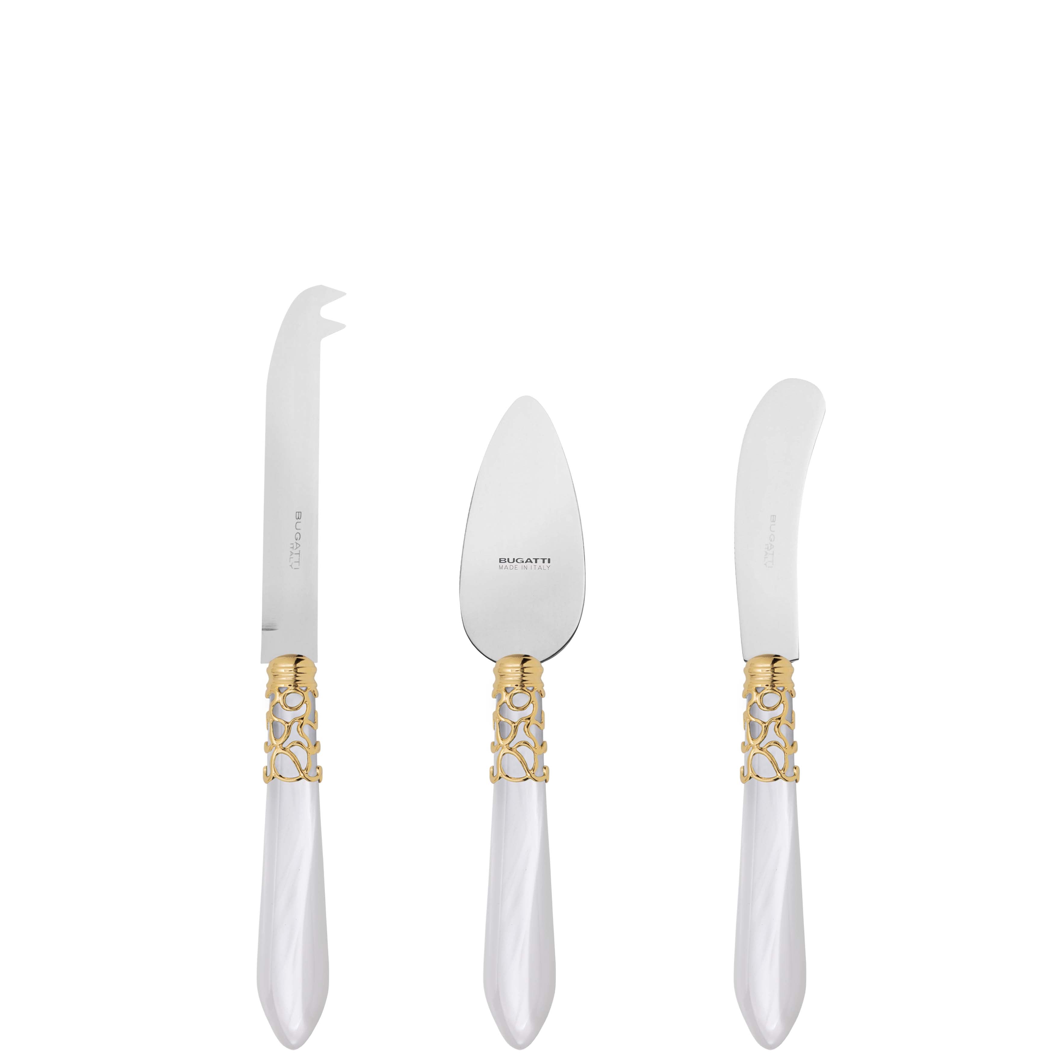 Melodia Gold 3 Piece Cheese Knife Set - white