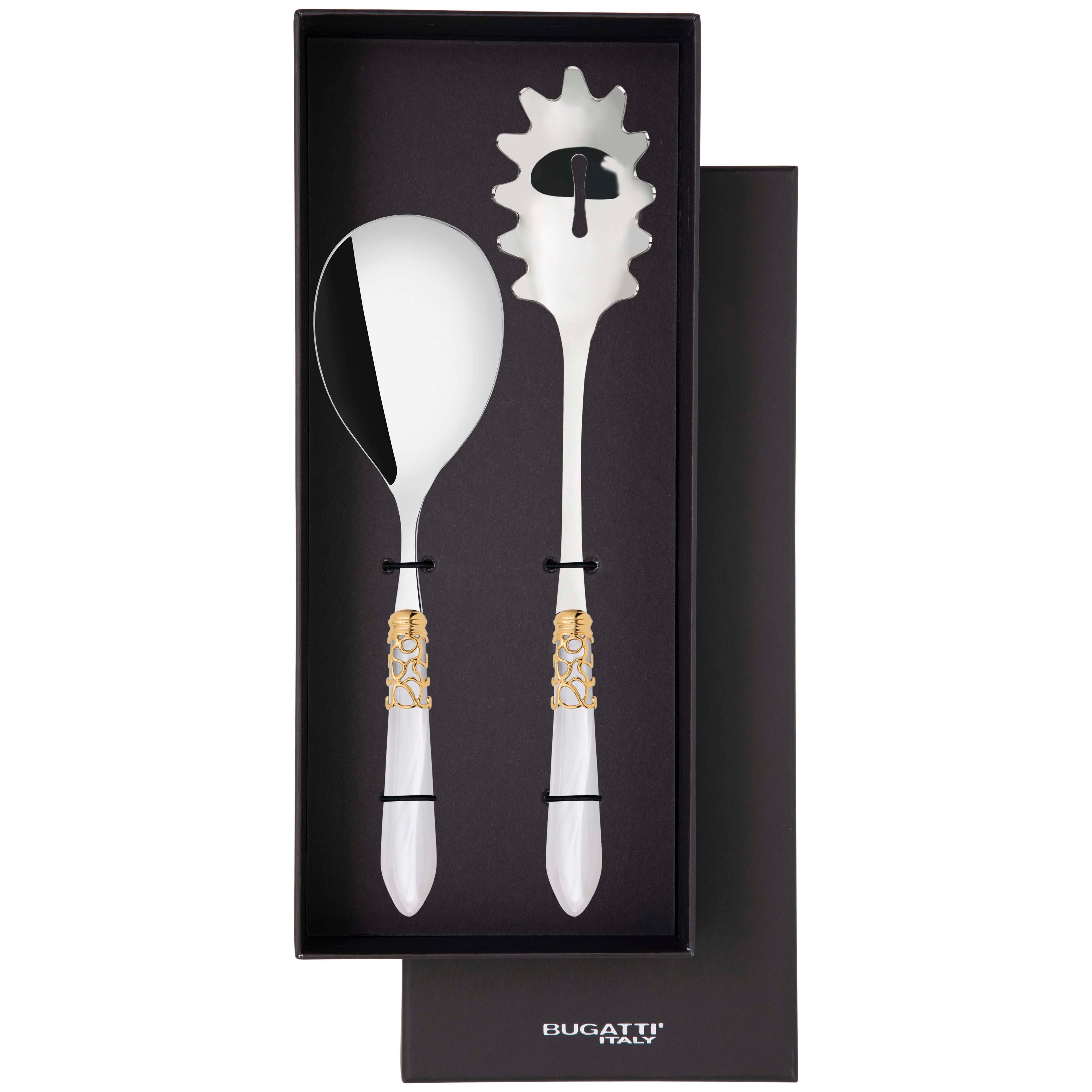 Melodia Gold 2 Piece Pasta Set in gift box - white