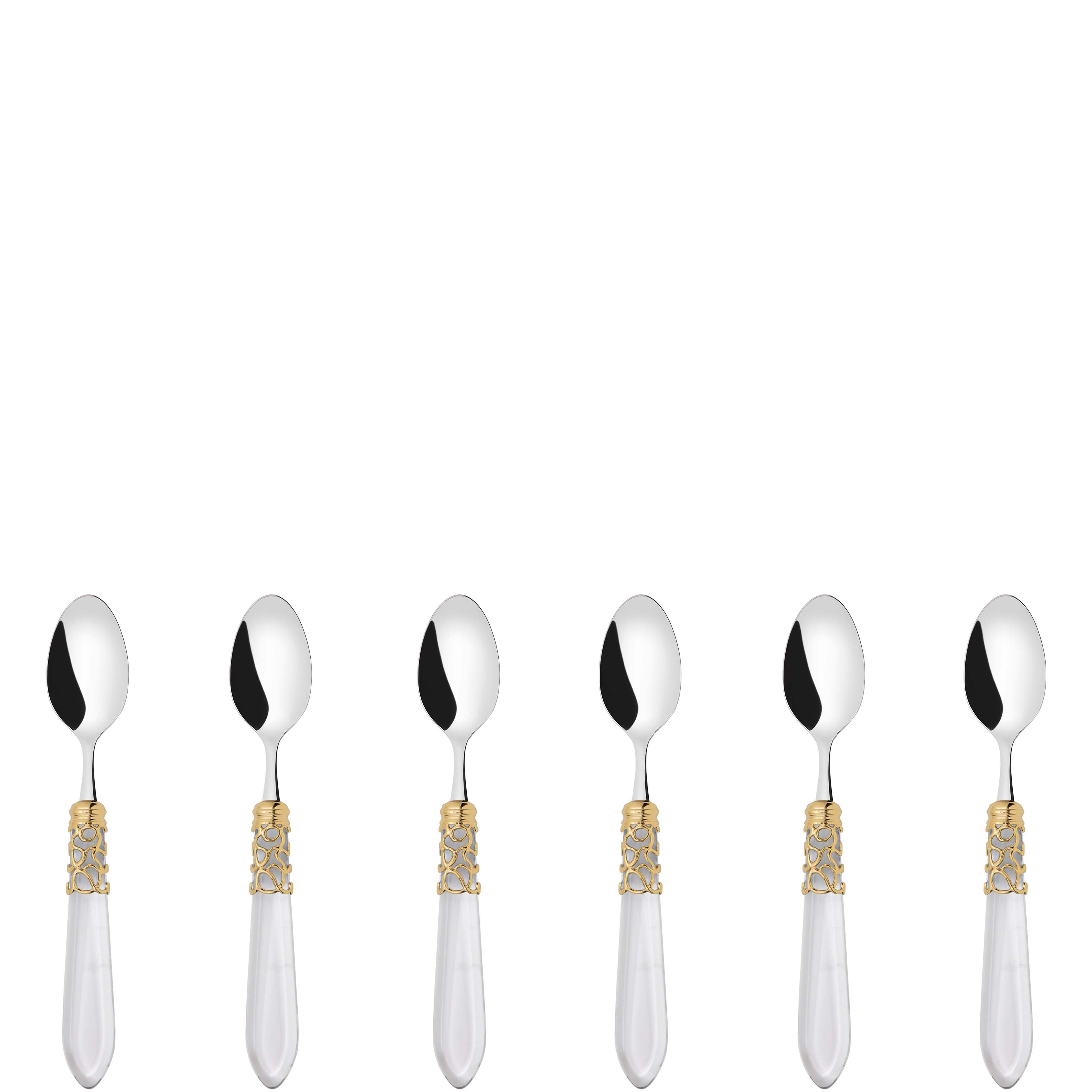 Melodia Gold 6 Piece Moka Spoon Set in gift box clear