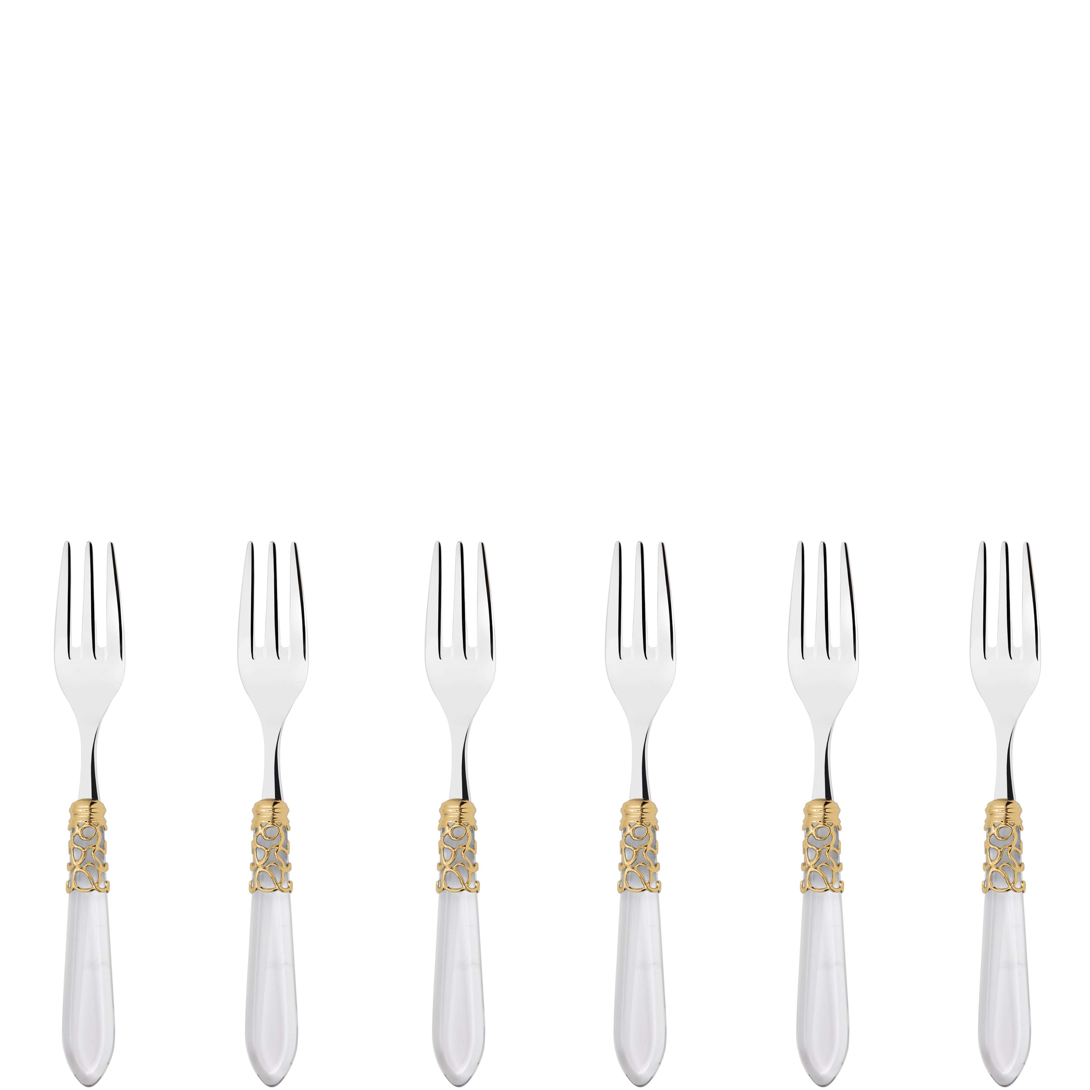 Melodia Gold Cocktail / Cake Fork Set in gift box - clear