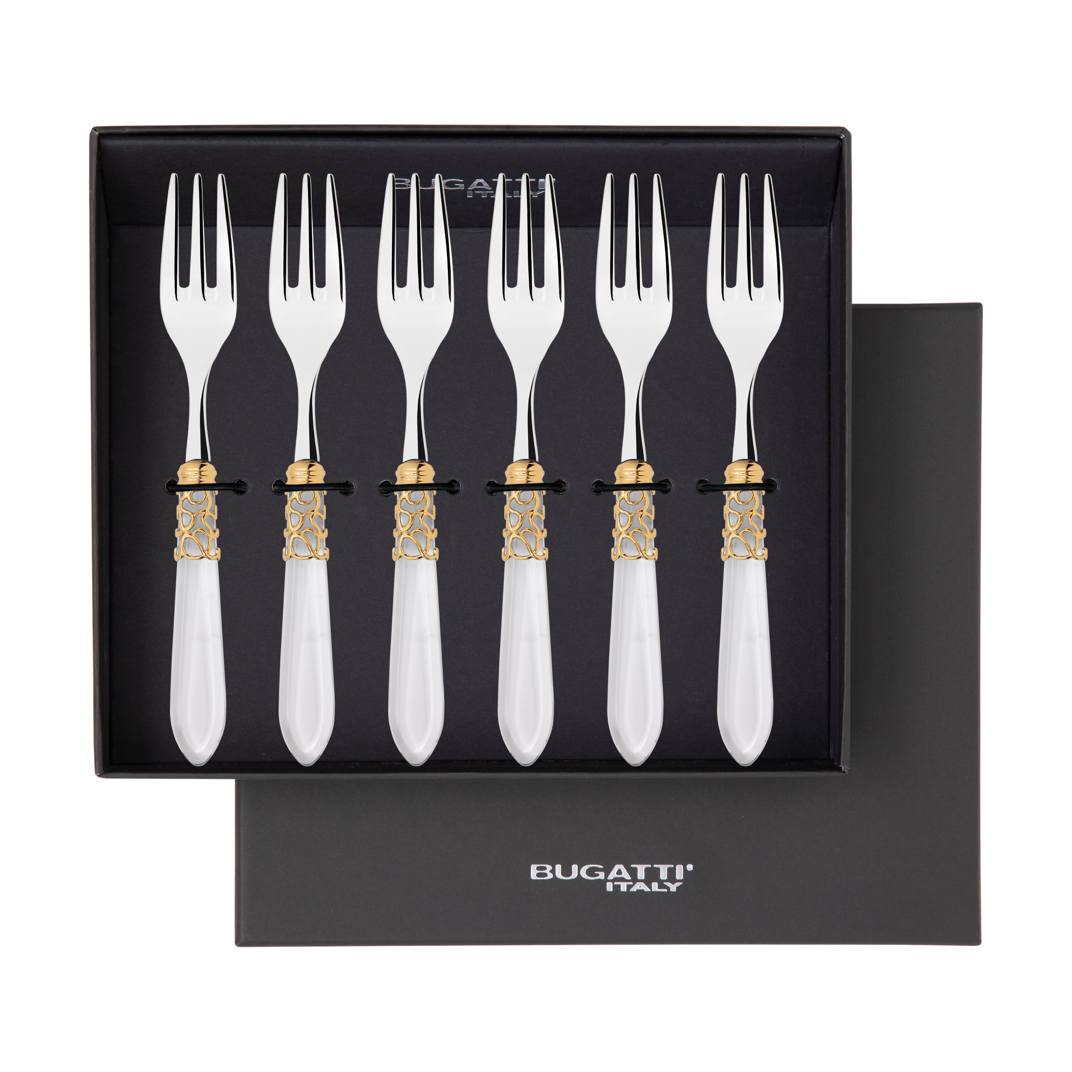Melodia Gold Cocktail / Cake Fork Set in gift box - clear