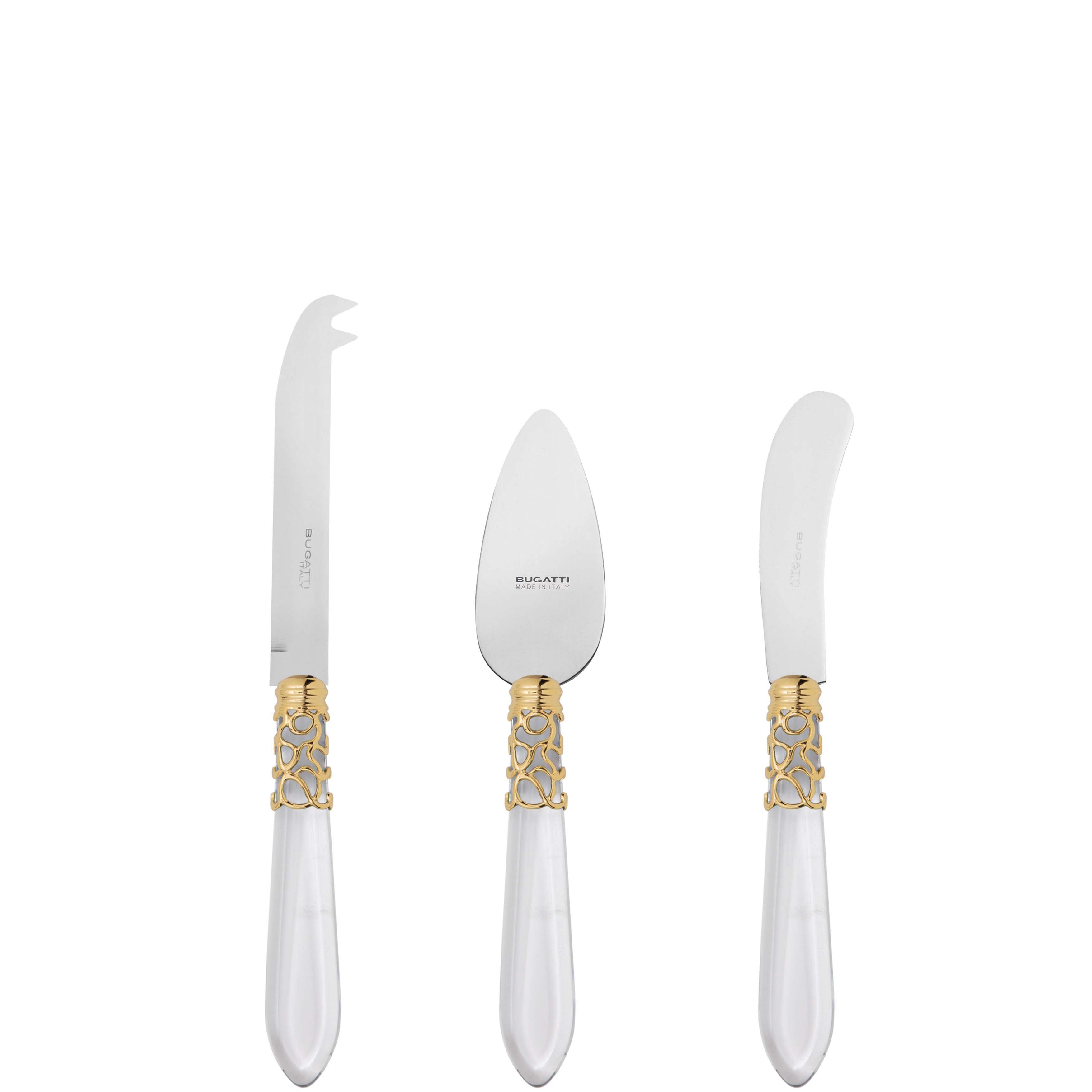 Melodia Gold 3 Piece Cheese Knife Set - clear