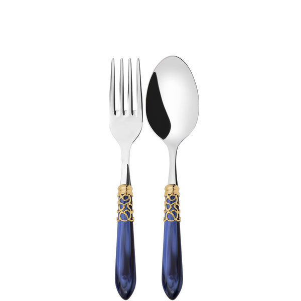 Melodia Gold 2 Piece Serving Set - Royal Blue