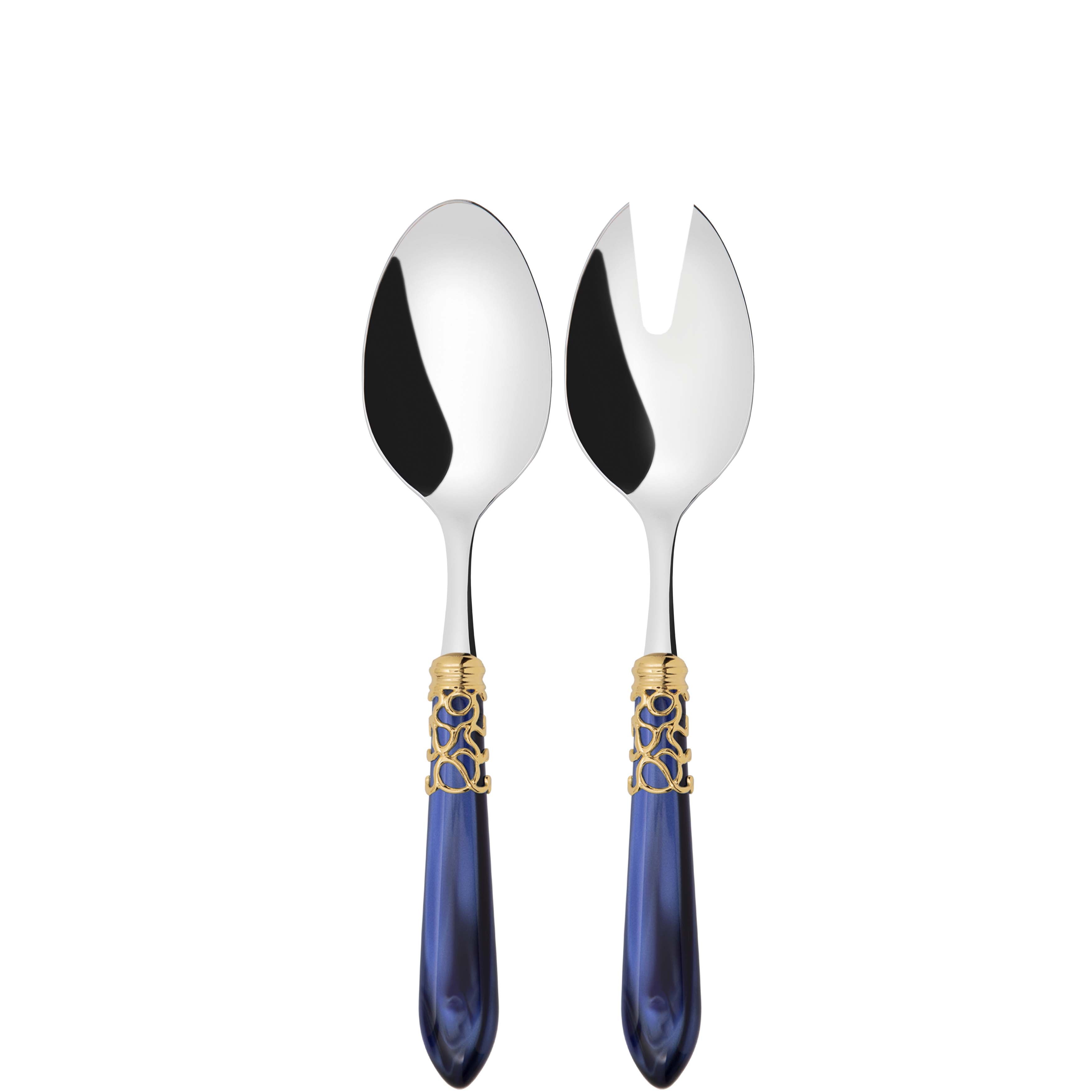 Melodia Gold 2 Piece Salad Servers - Royal Blue