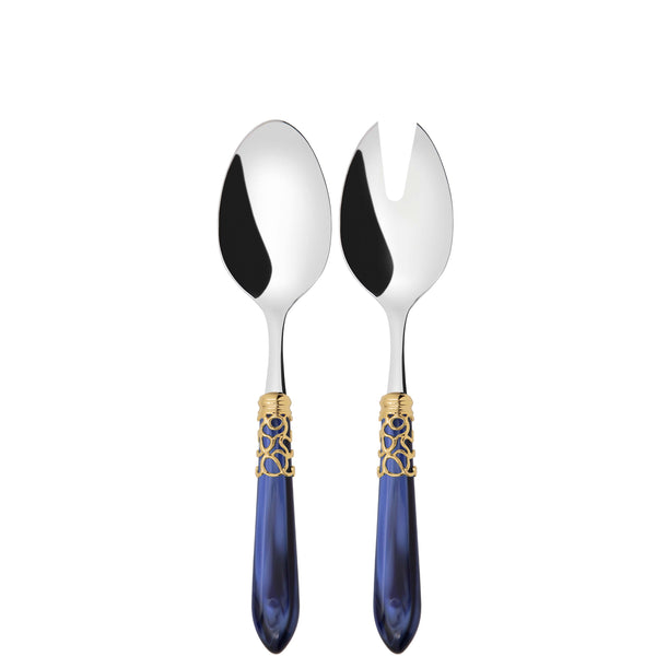 Melodia Gold 2 Piece Salad Servers - Royal Blue