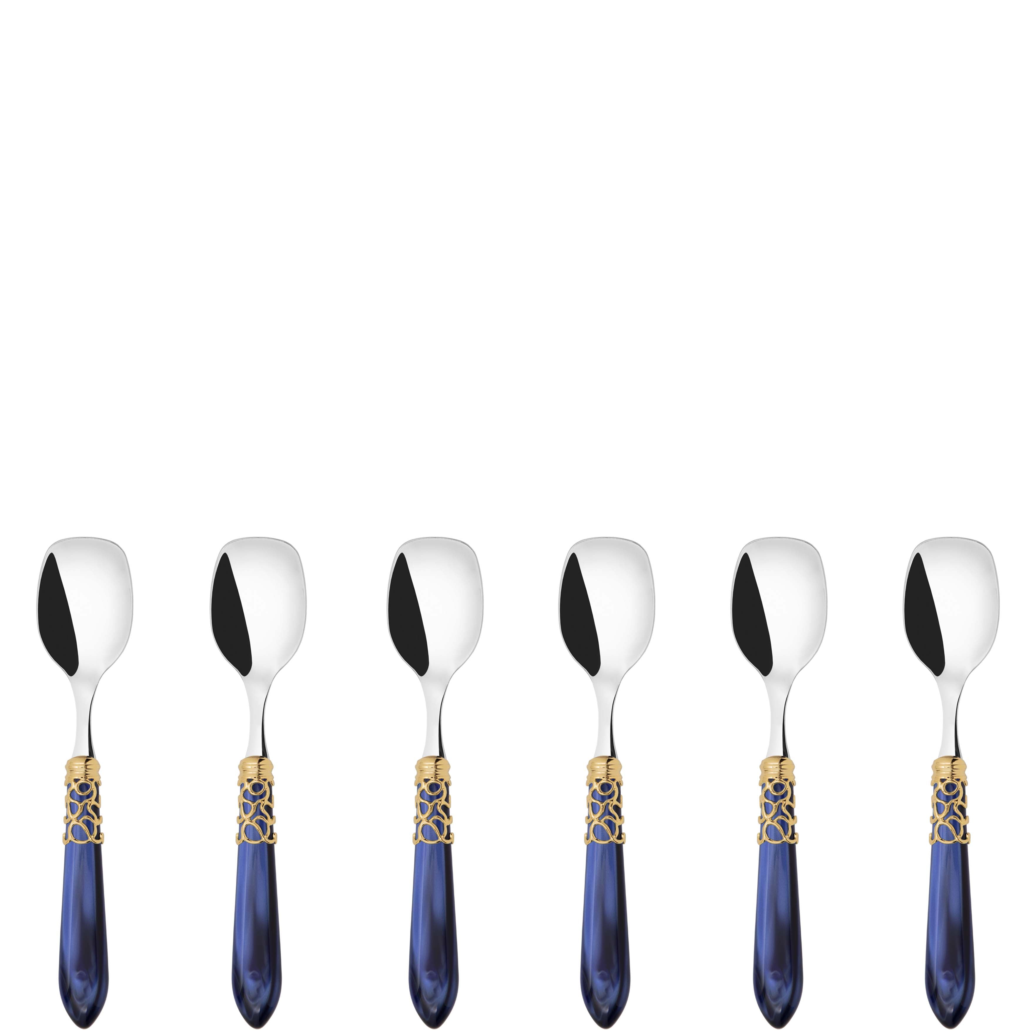 Melodia Gold Ice Cream Spoons Set in gift box - royal blue