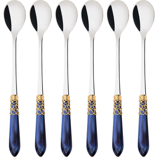 Melodia Gold Ice Tea / Cocktail Spoon Set - Royal Blue
