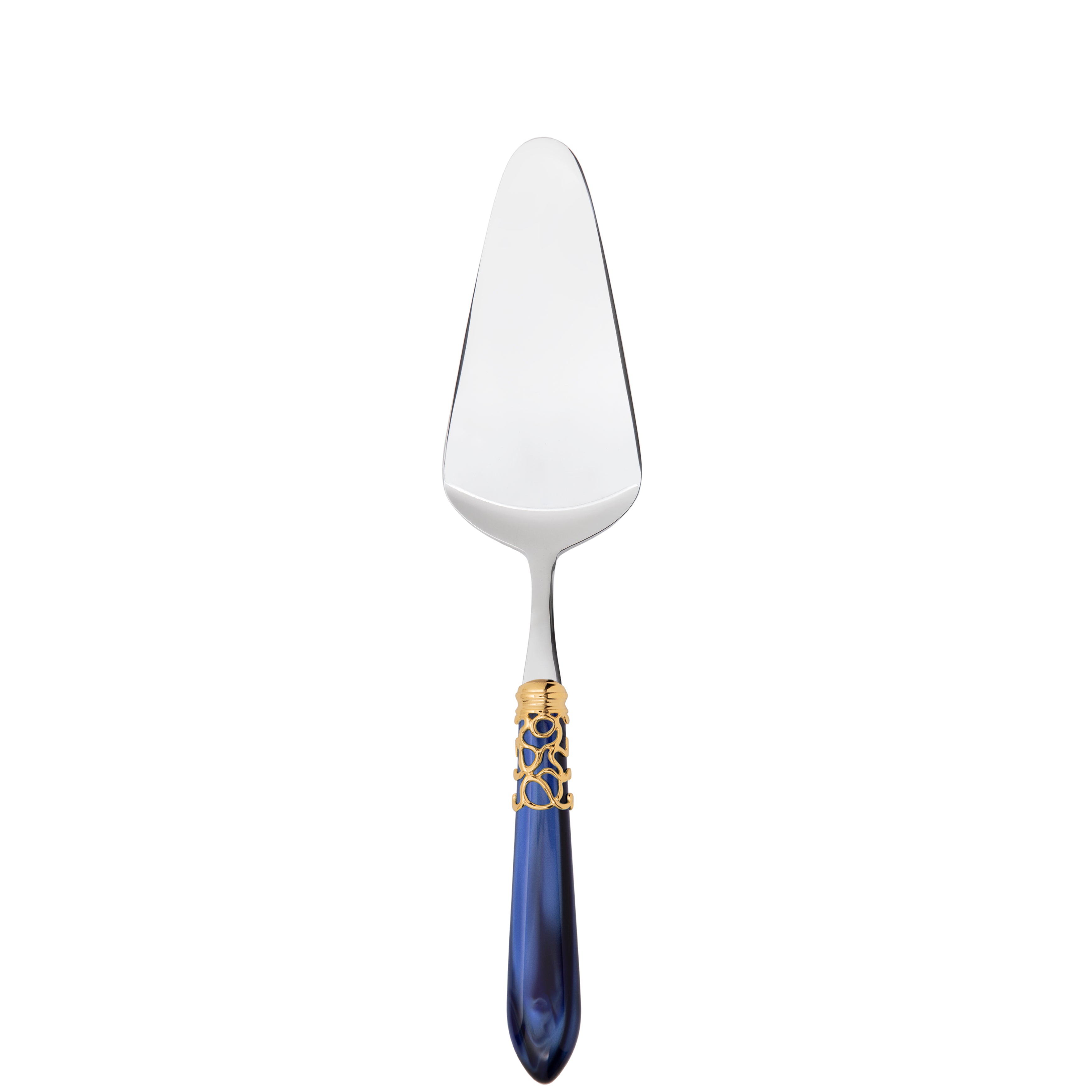 Melodia Gold Cake Server in gift box - royal blue