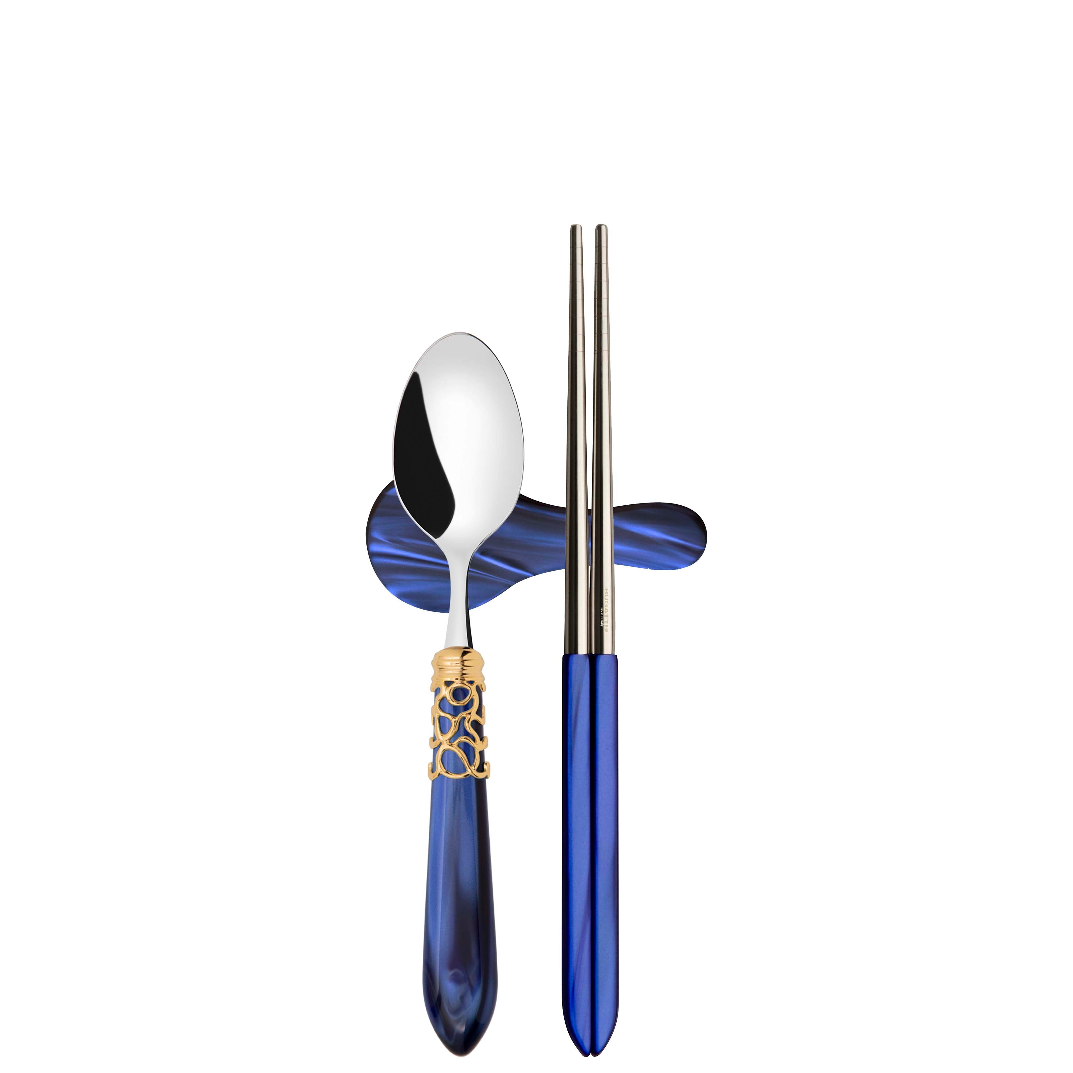 Melodia Gold 2 Chopsticks Set in gift box - royal blue-Casa Bugatti USA
