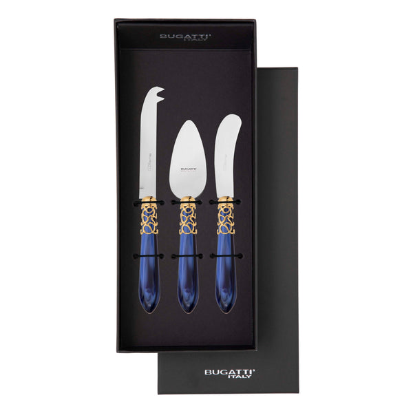 Melodia Gold 3 Piece Cheese Knife Set - Royal Blue