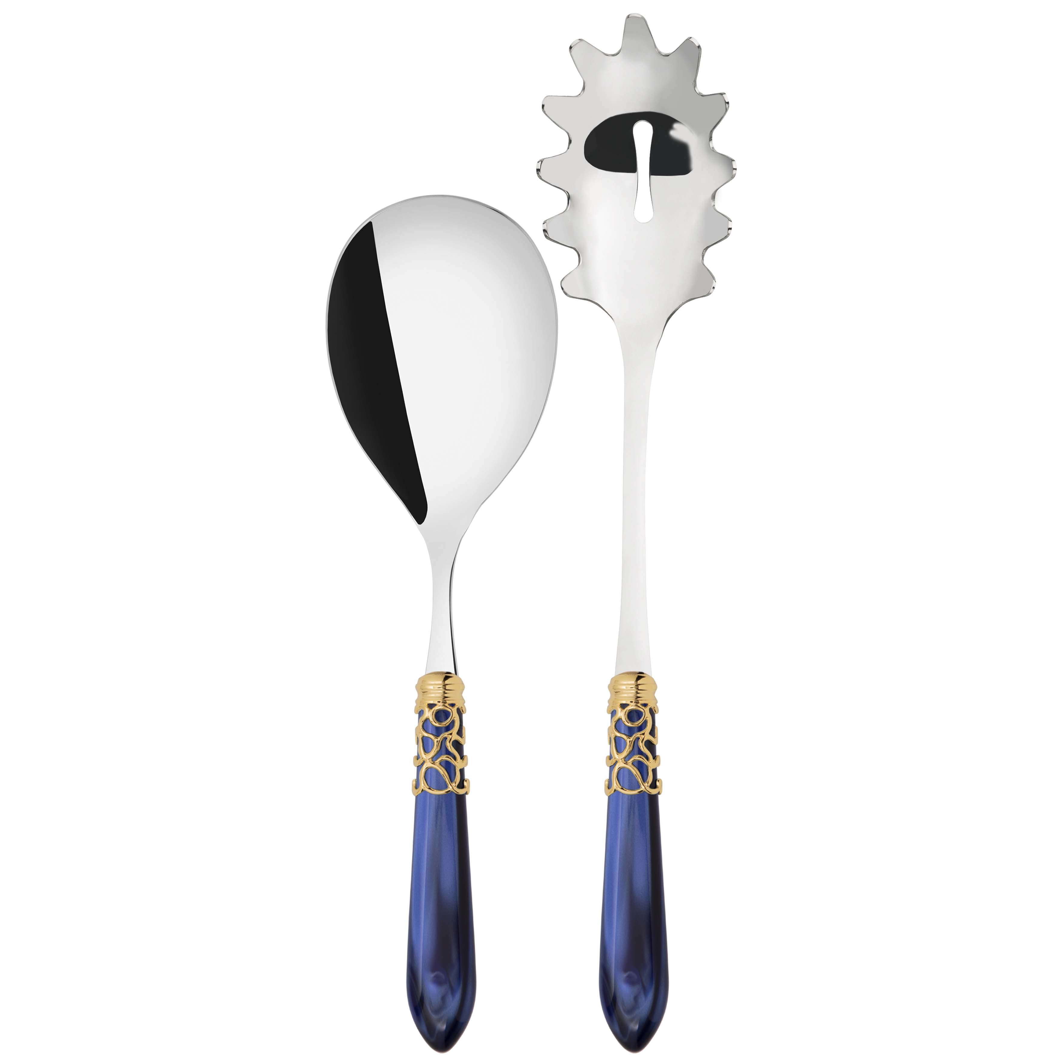 Melodia Gold 2 Piece Pasta Set in gift box - royal blue-Casa Bugatti USA