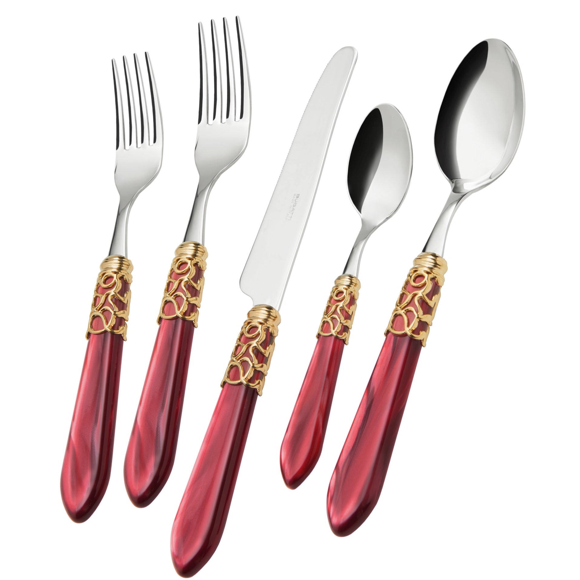 Melodia Gold 5 Piece Place setting - Burgundy