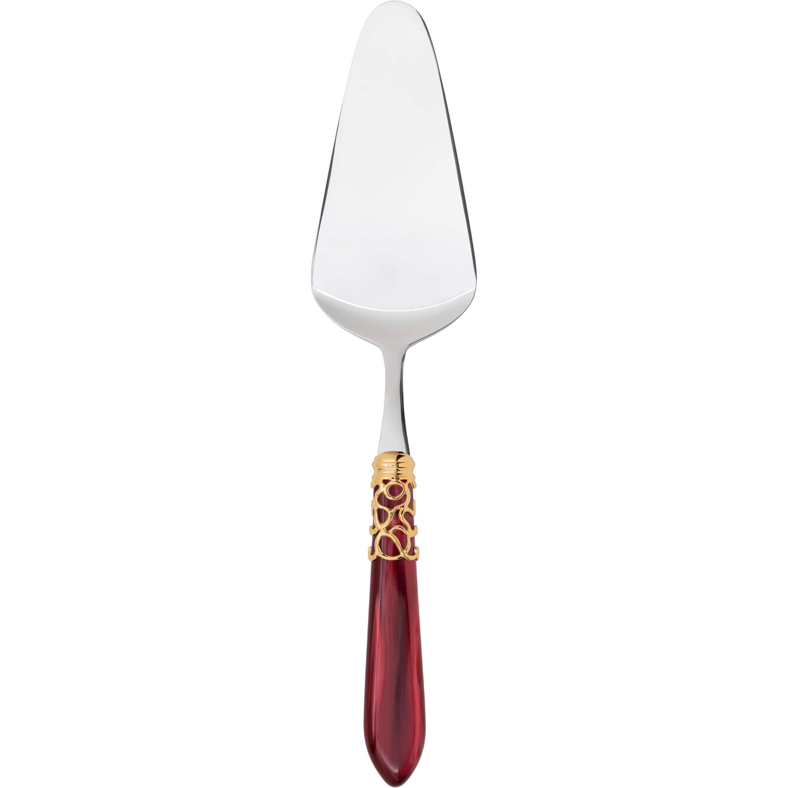 Melodia Gold Cake Server Rounded - burgundy