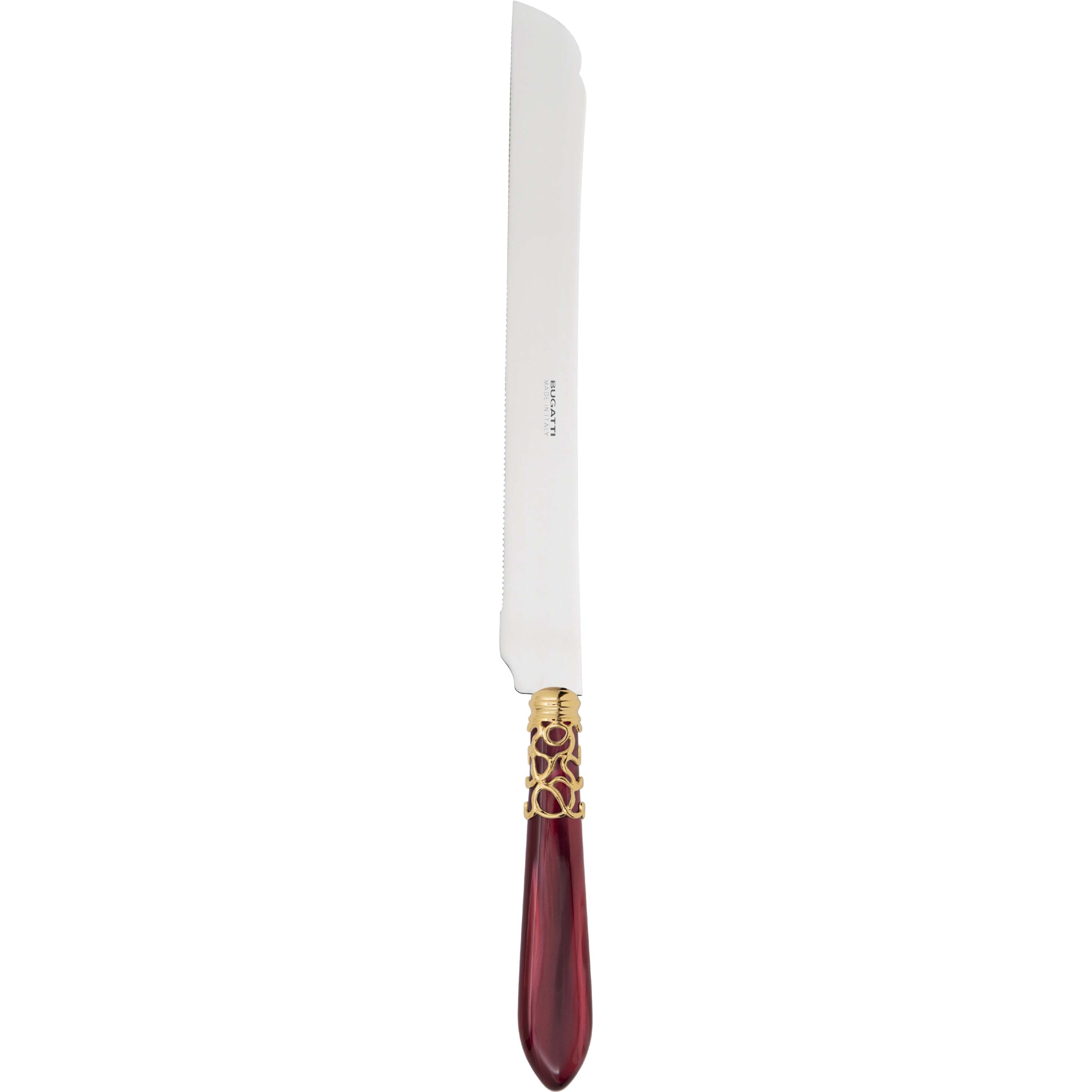 Melodia Gold Long Cake Knife 32 cm (12.60 inch) - burgundy