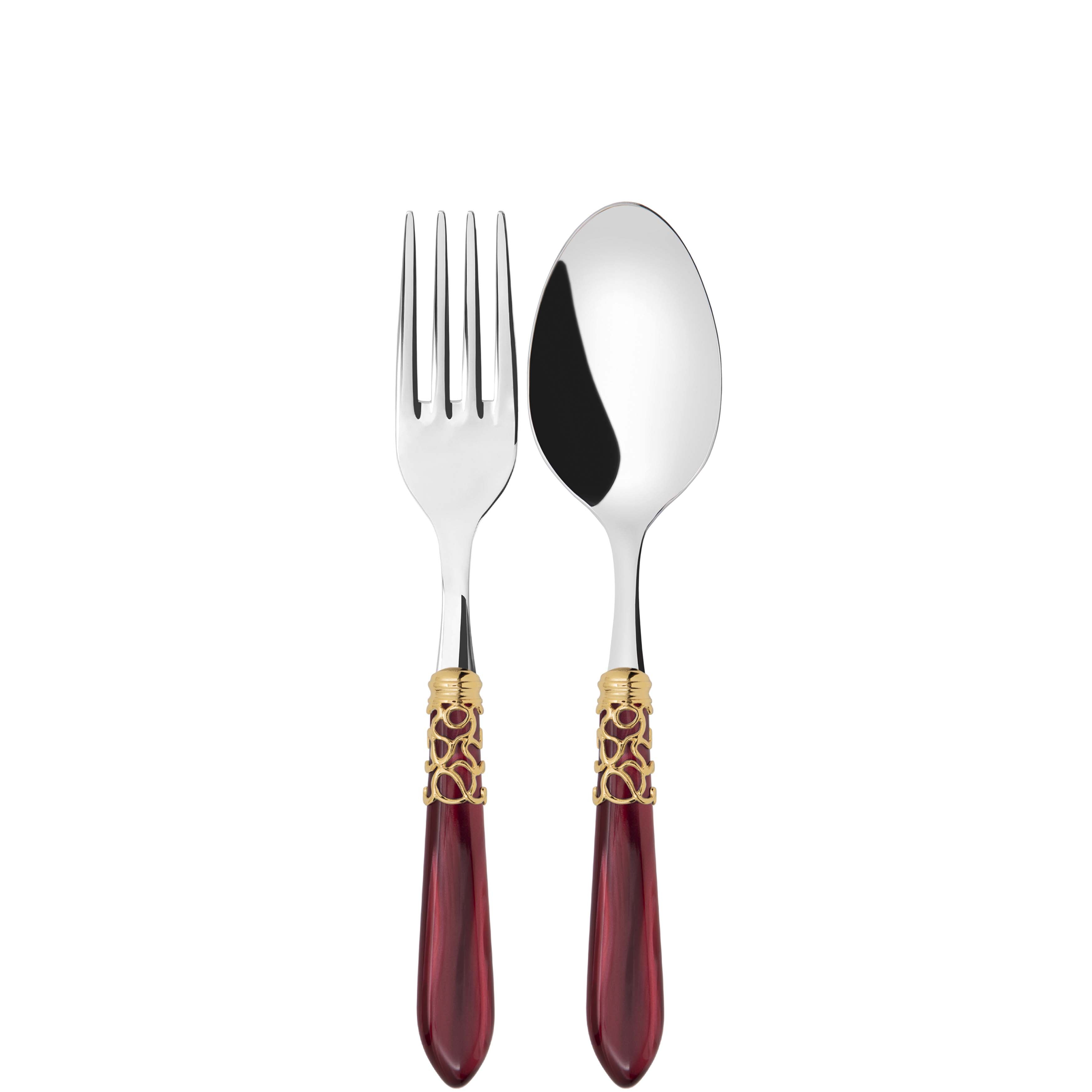 Melodia Gold 2 Piece Serving Set - Burgundy