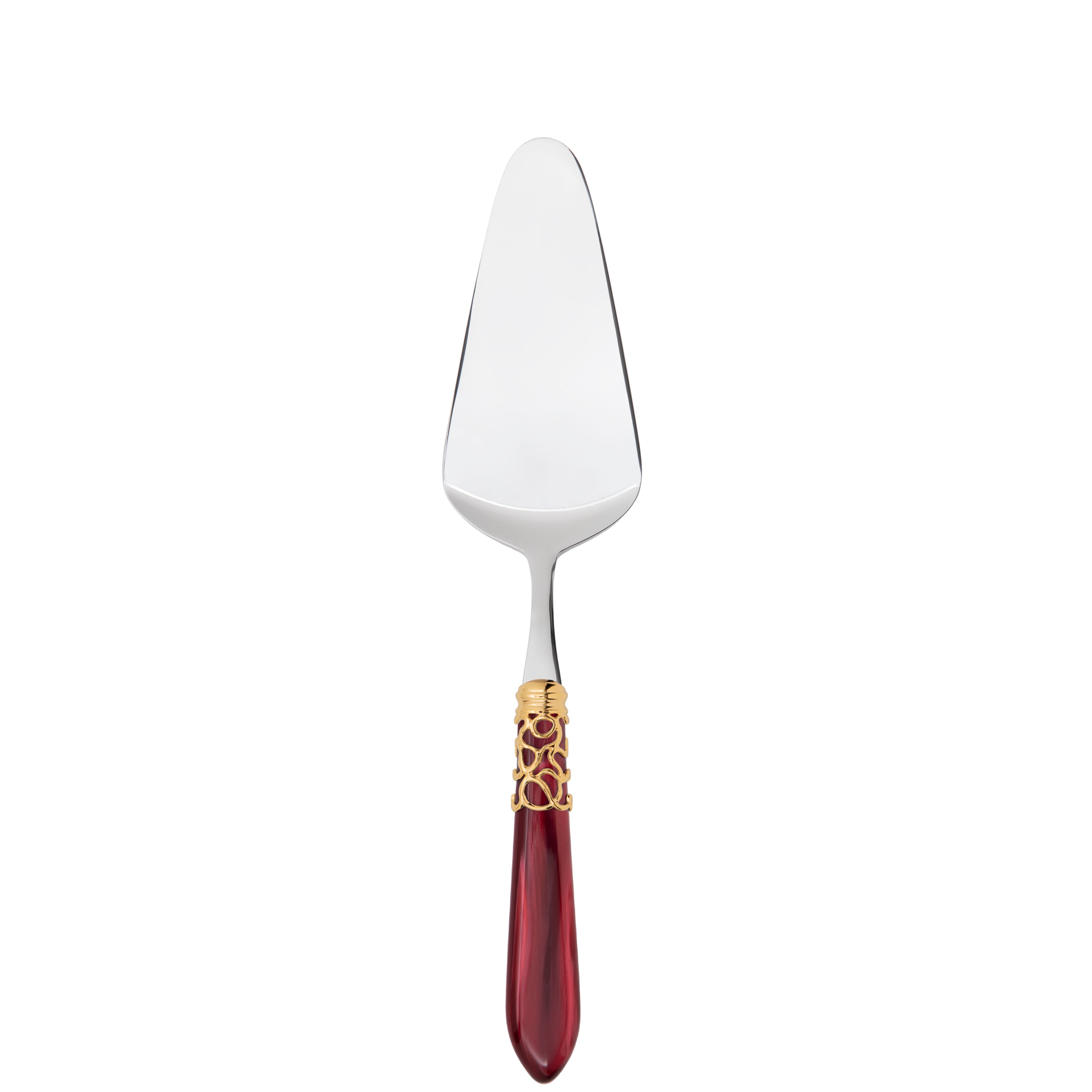 Melodia Gold Cake Server in gift box - burgundy