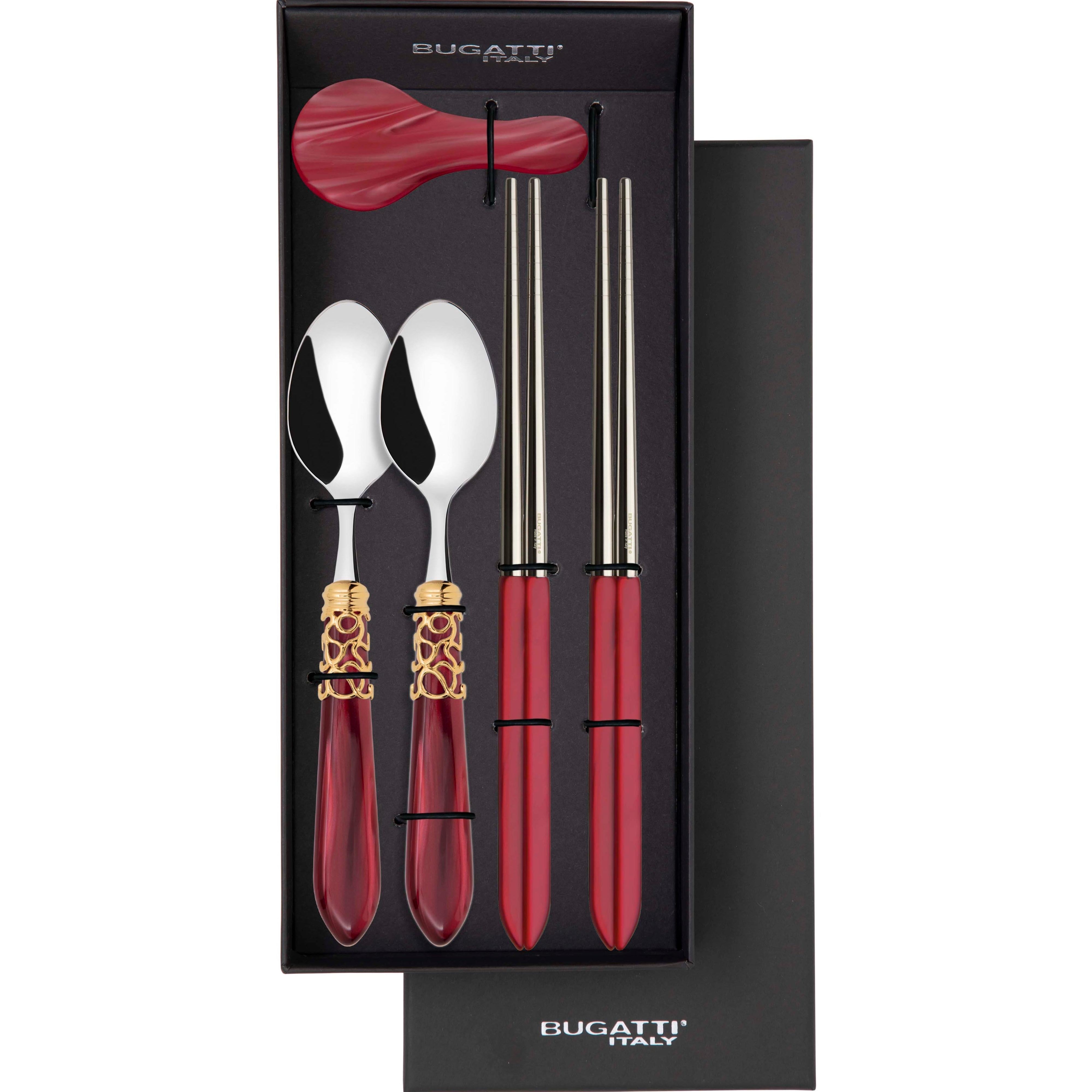 Melodia Gold Chopsticks set for 2 - Burgundy