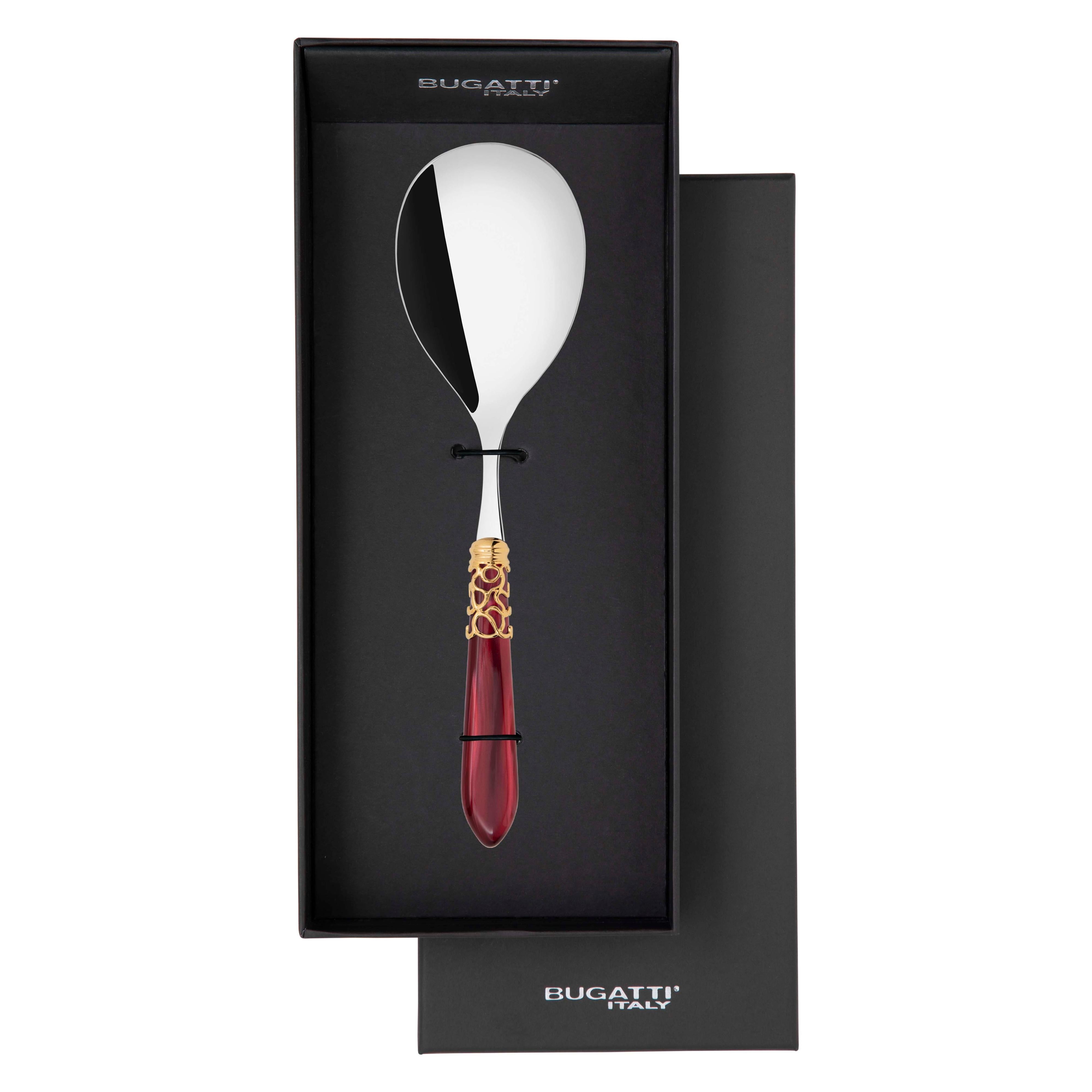 Melodia Gold Rice Casserole Serving Spoon in gift box - burgundy