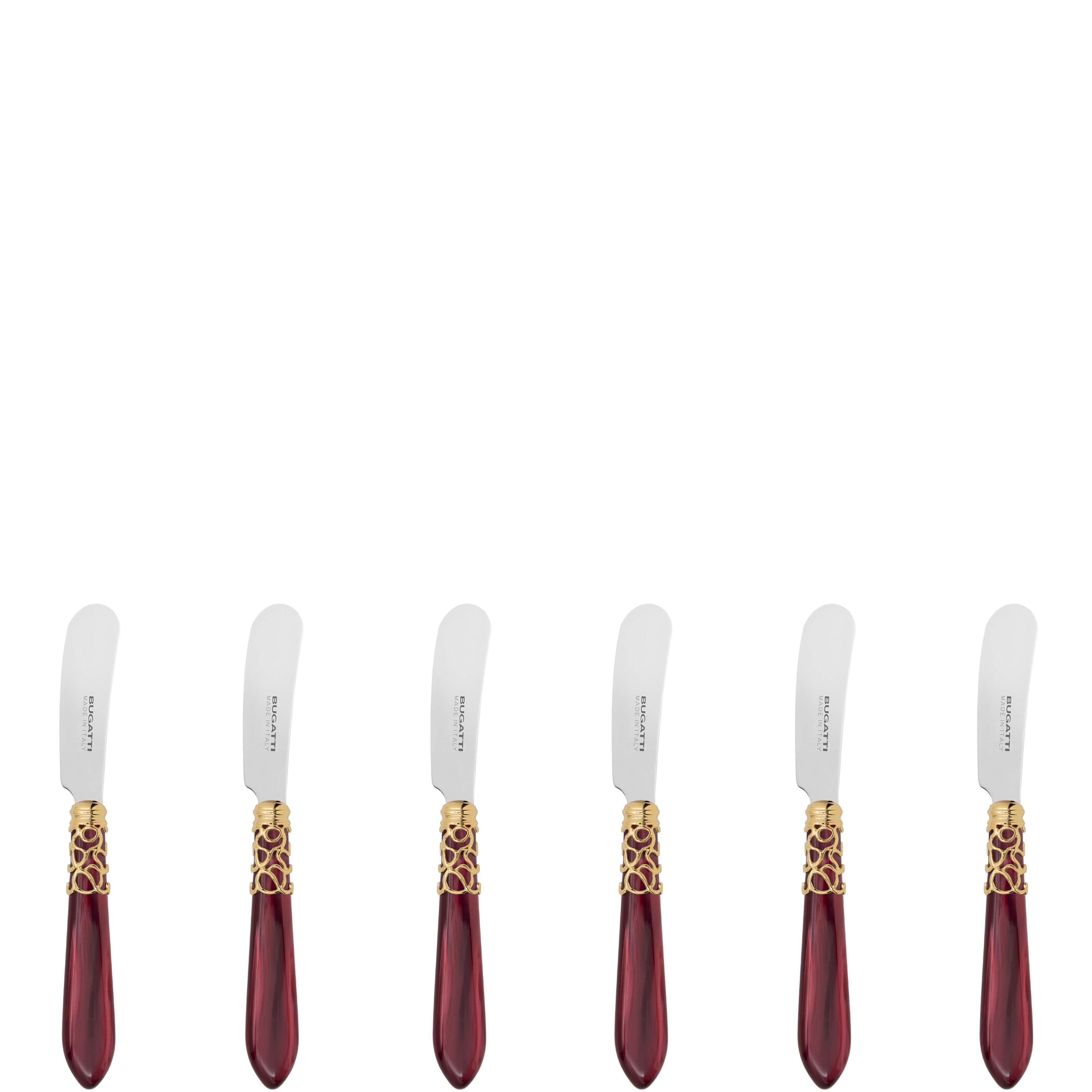 Melodia Gold Spreader / Butter Knife Set - burgundy