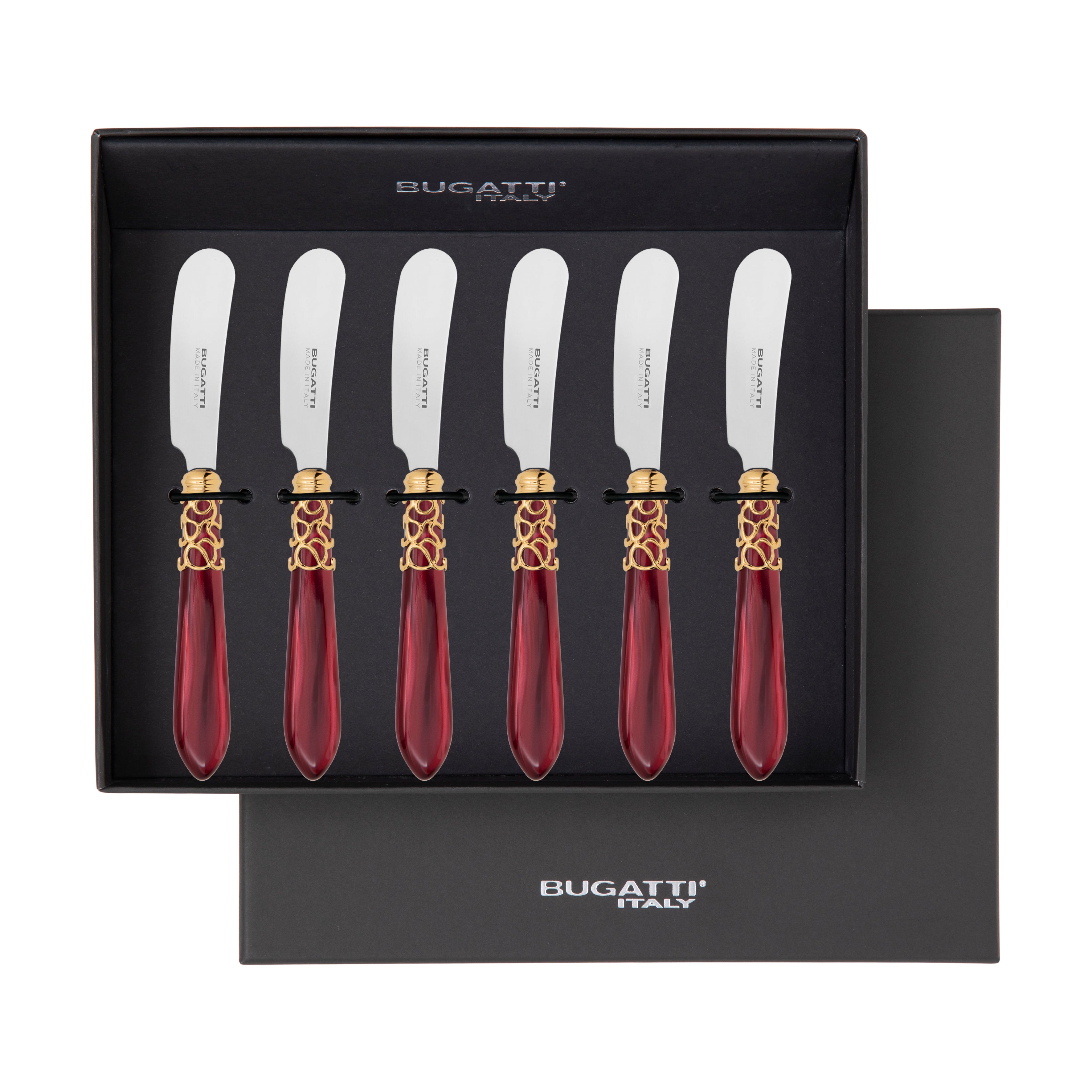 Melodia Gold Spreader / Butter Knife Set - burgundy