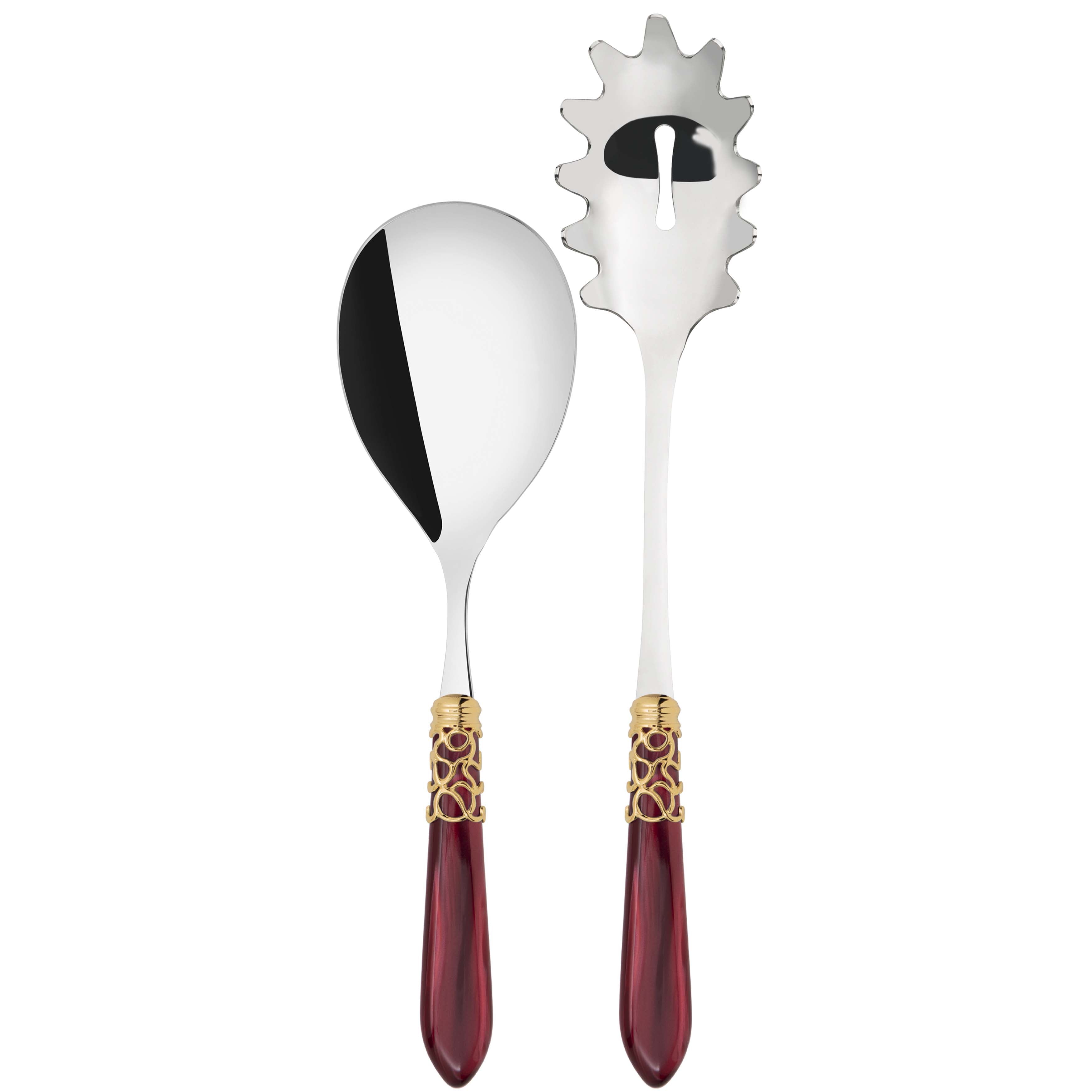Melodia Gold 2 Piece Pasta Set in gift box - burgundy