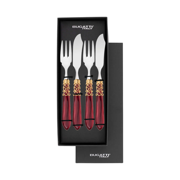 Melodia Gold 12 Piece Fish Set - Burgundy