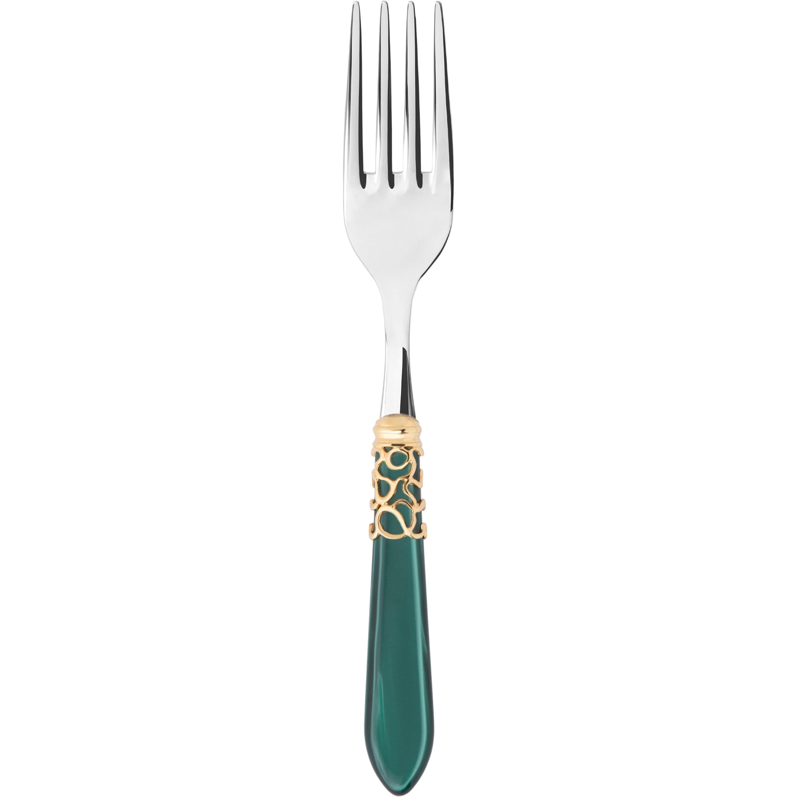 Melodia Gold Serving Fork - green