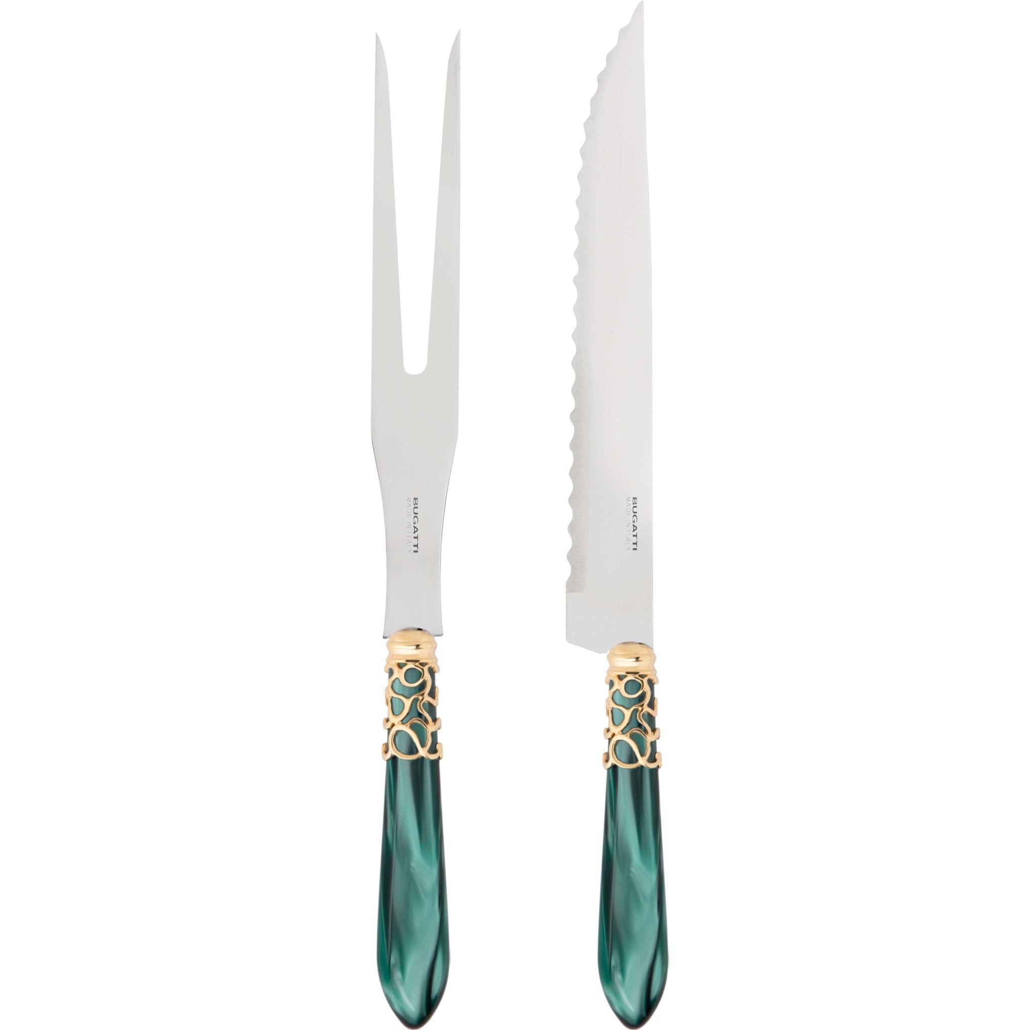 Melodia Gold Roast Carving Set - Emerald Green