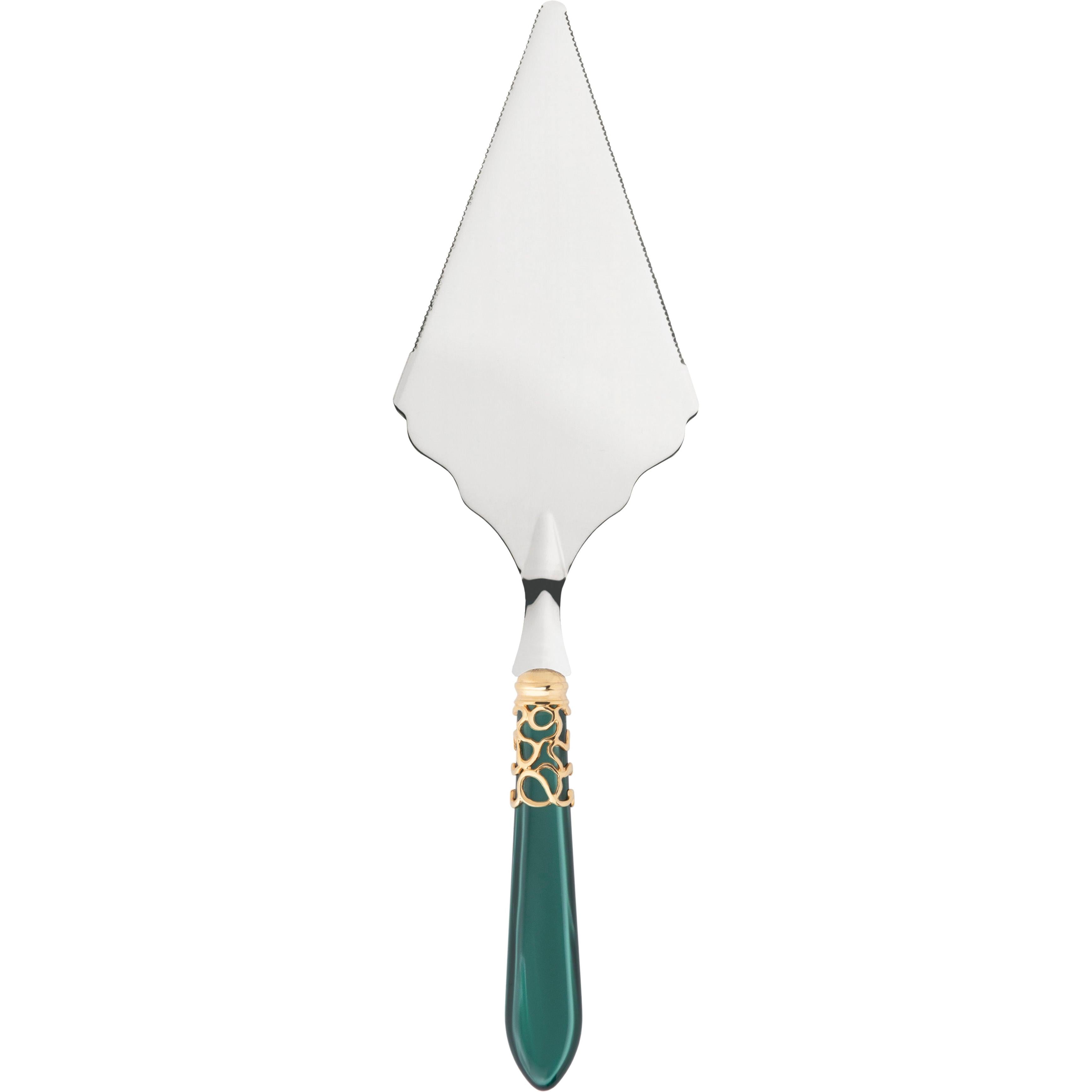Melodia Gold Large Cake Server Serrated - green